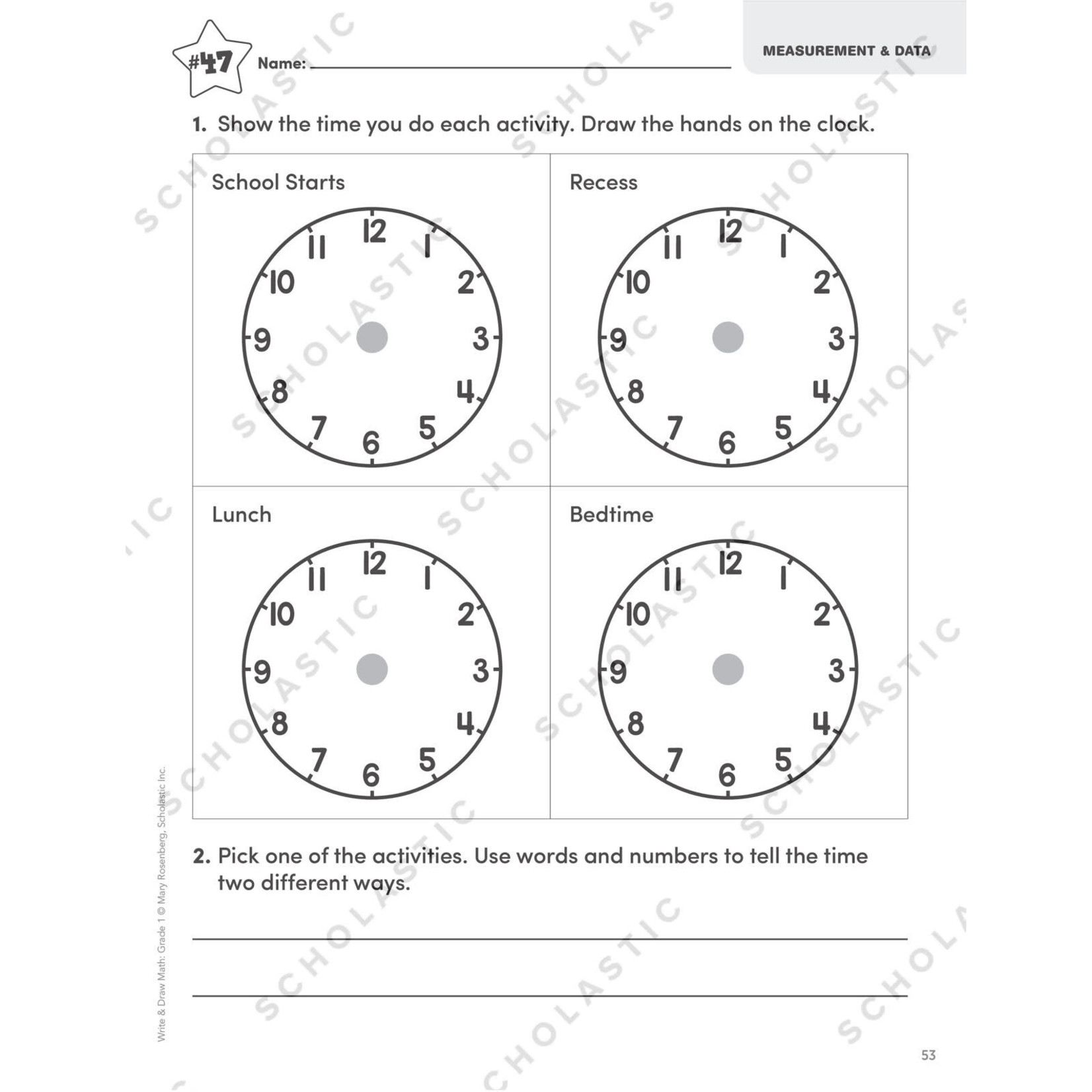SCHOLASTIC TEACHING RESOURCES Write & Draw Math: Grade 1