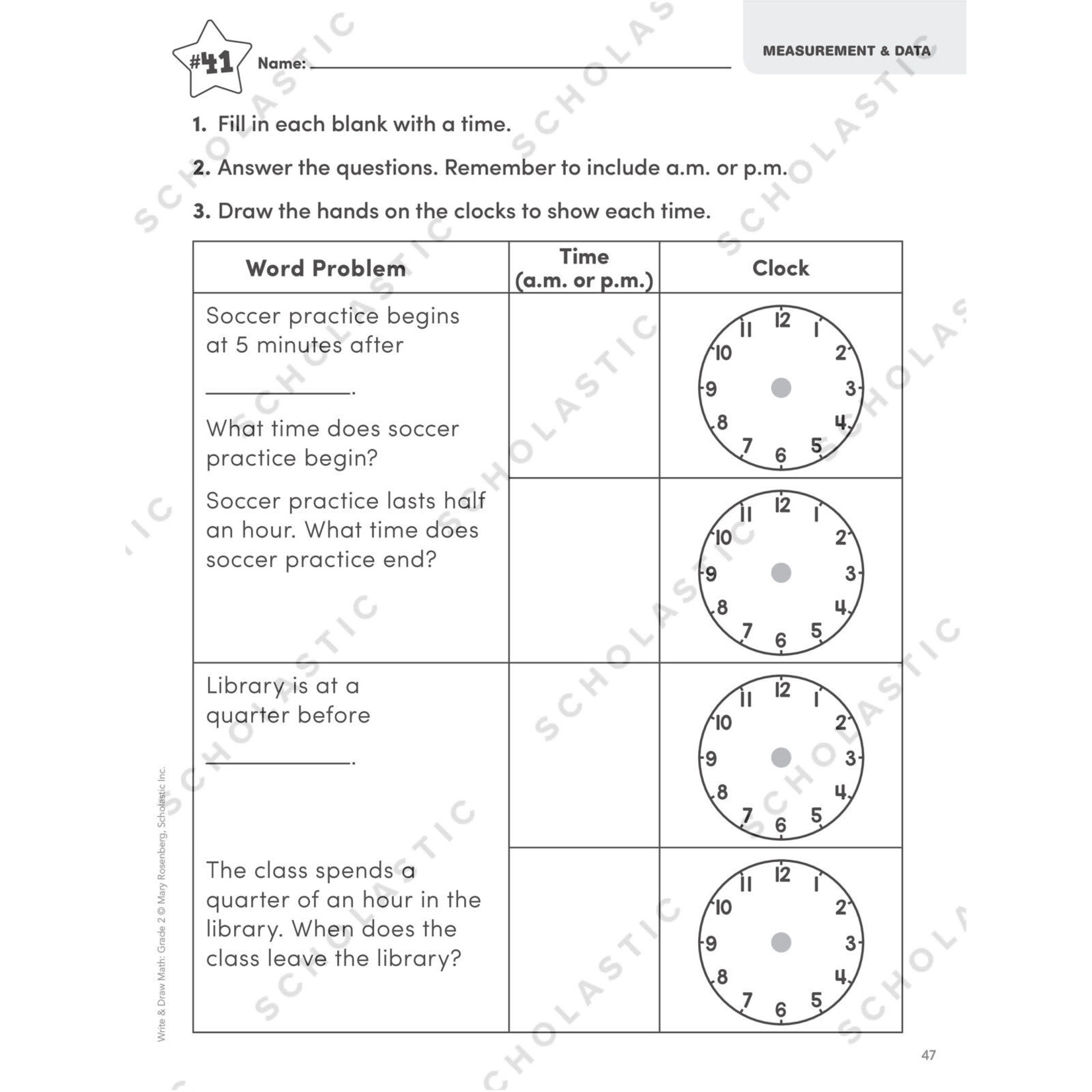 SCHOLASTIC TEACHING RESOURCES Write & Draw Math: Grade 2