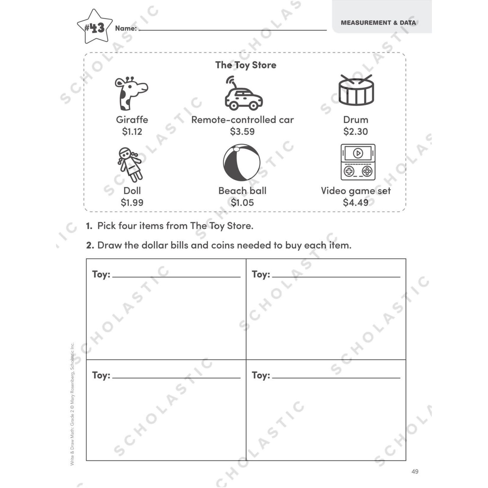 SCHOLASTIC TEACHING RESOURCES Write & Draw Math: Grade 2