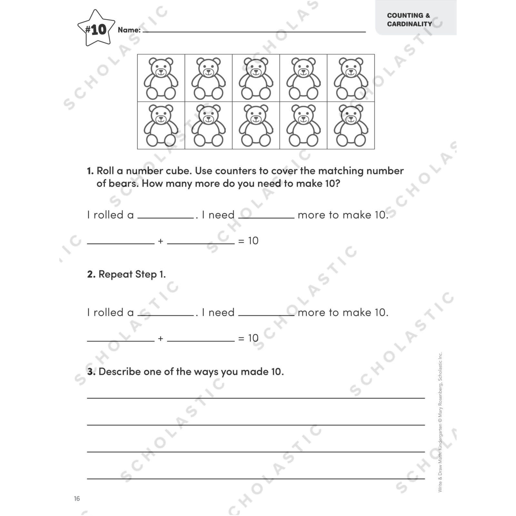 SCHOLASTIC TEACHING RESOURCES Write & Draw Math: Kindergarten