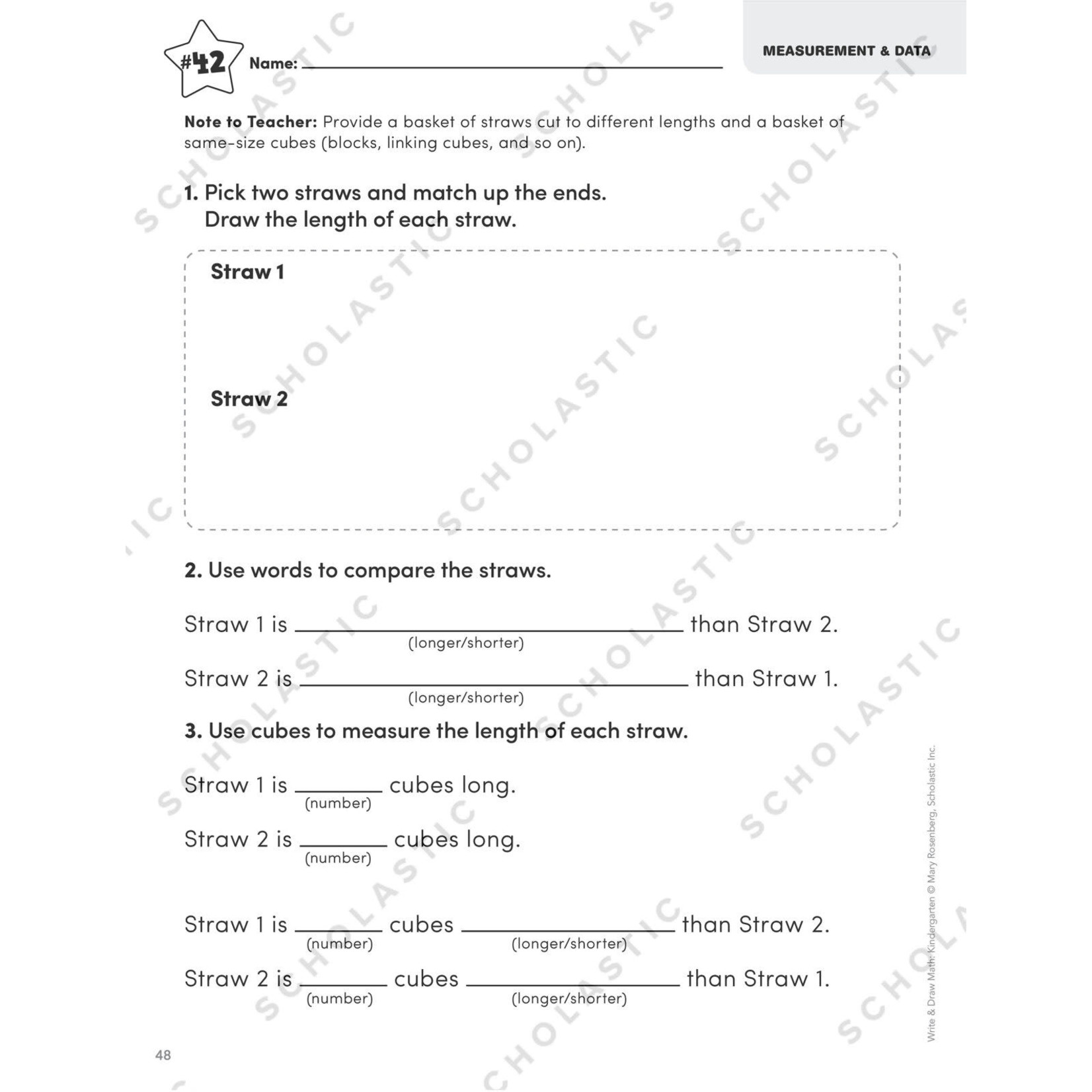 SCHOLASTIC TEACHING RESOURCES Write & Draw Math: Kindergarten