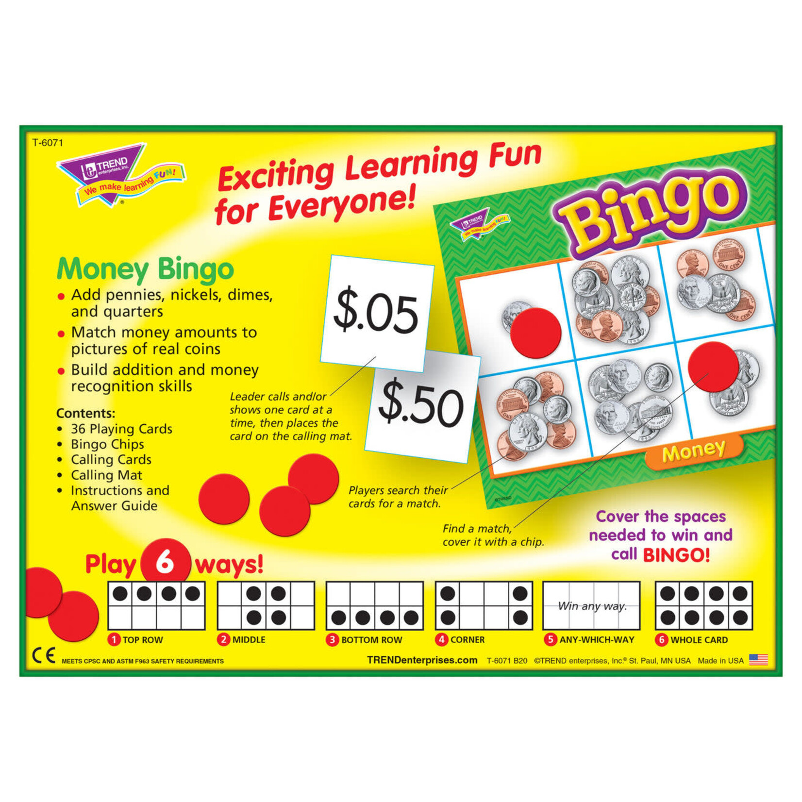 TREND ENTERPRISES INC Money Bingo Game