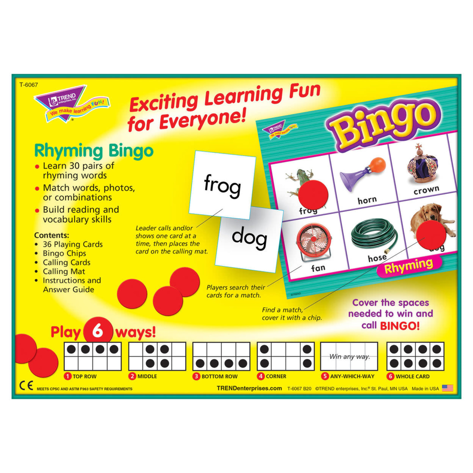 TREND ENTERPRISES INC Rhyming Bingo Game