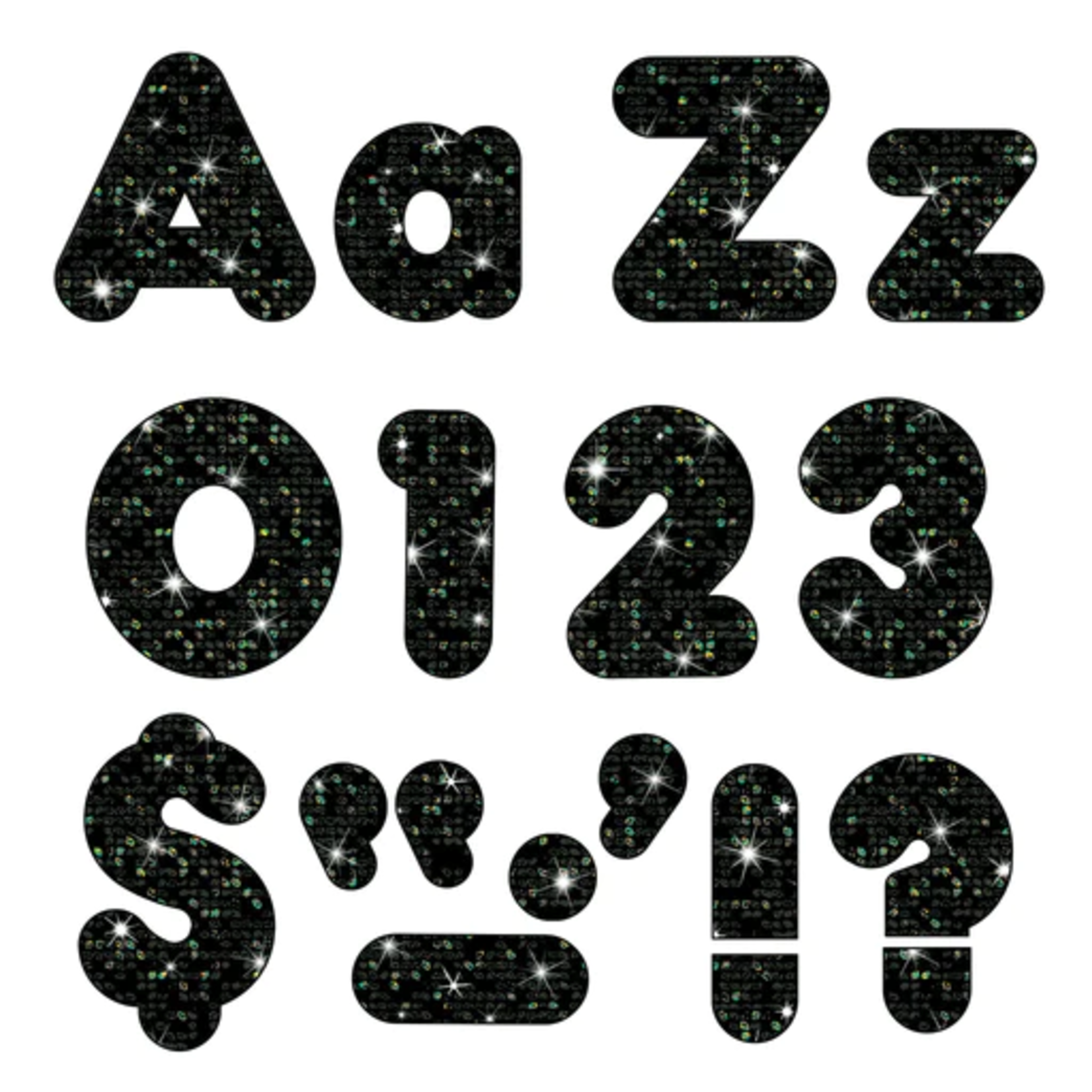 TREND ENTERPRISES INC Black Sparkle 4-Inch Casual Uppercase/Lowercase Combo Pack Ready Letters®