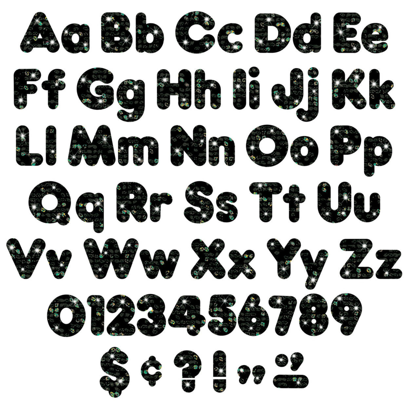 TREND ENTERPRISES INC Black Sparkle 4-Inch Casual Uppercase/Lowercase Combo Pack Ready Letters®