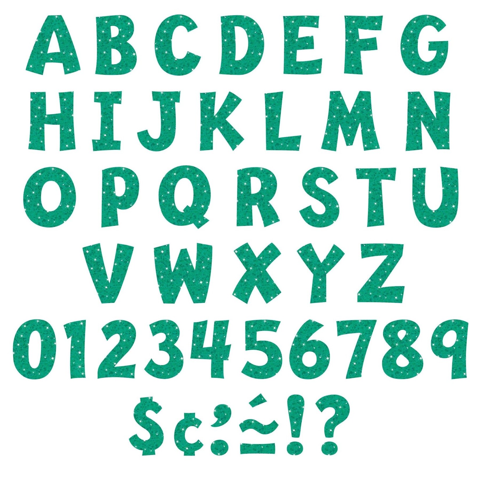 TREND ENTERPRISES INC Teal Sparkle 4-Inch Playful Uppercase/Lowercase Combo Pack (English/Spanish) Ready Letters®