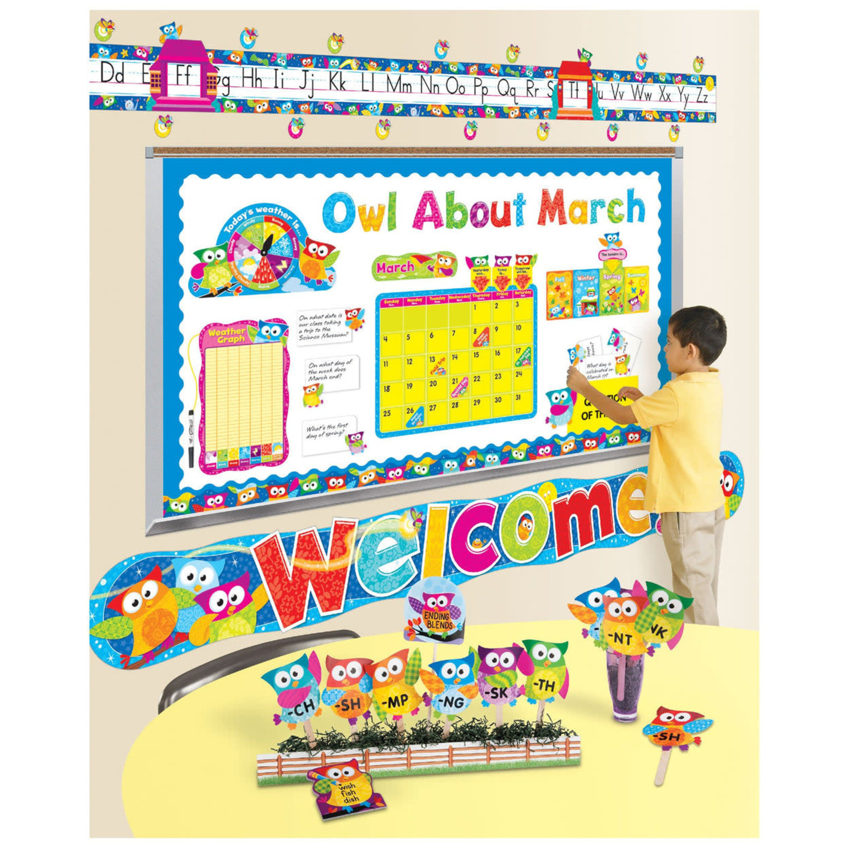 TREND ENTERPRISES INC Owl Stars Colorful Patterns 4-Inch Playful Uppercase/Lowercase Combo Pack (English/Spanish) Ready Letters®