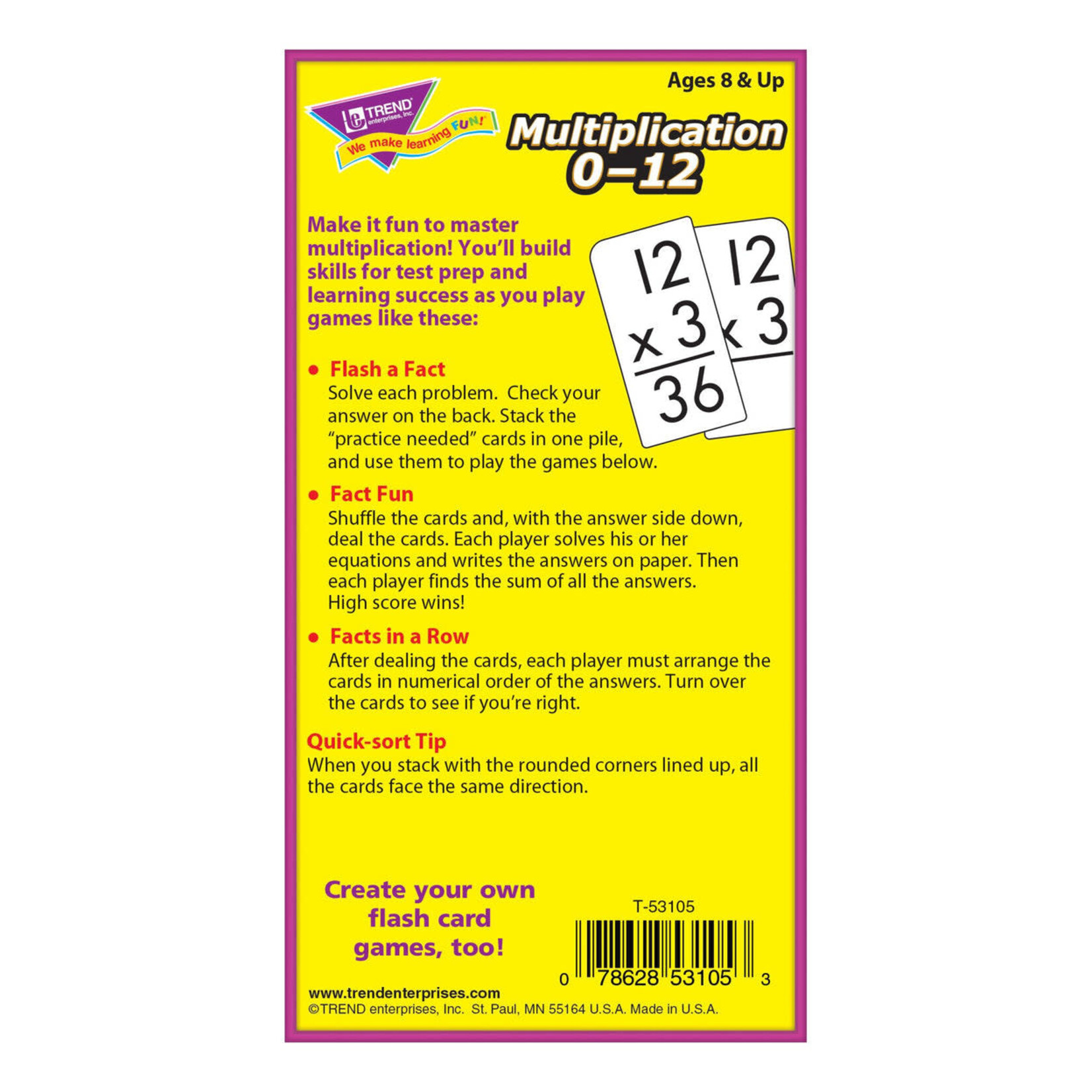 TREND ENTERPRISES INC Multiplication 0-12 Skill Drill Flash Cards