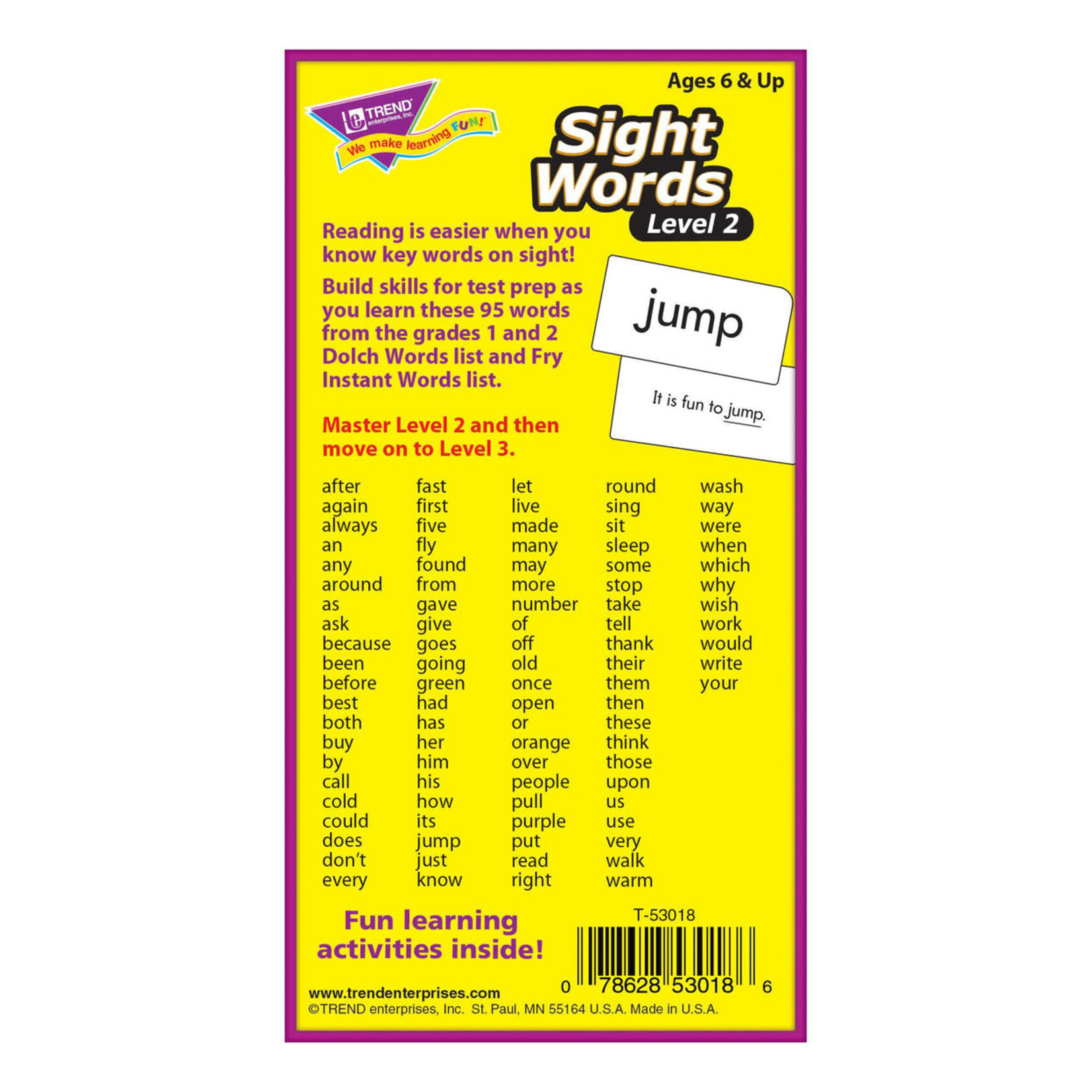 TREND ENTERPRISES INC Sight Words – Level 2 Skill Drill Flash Cards