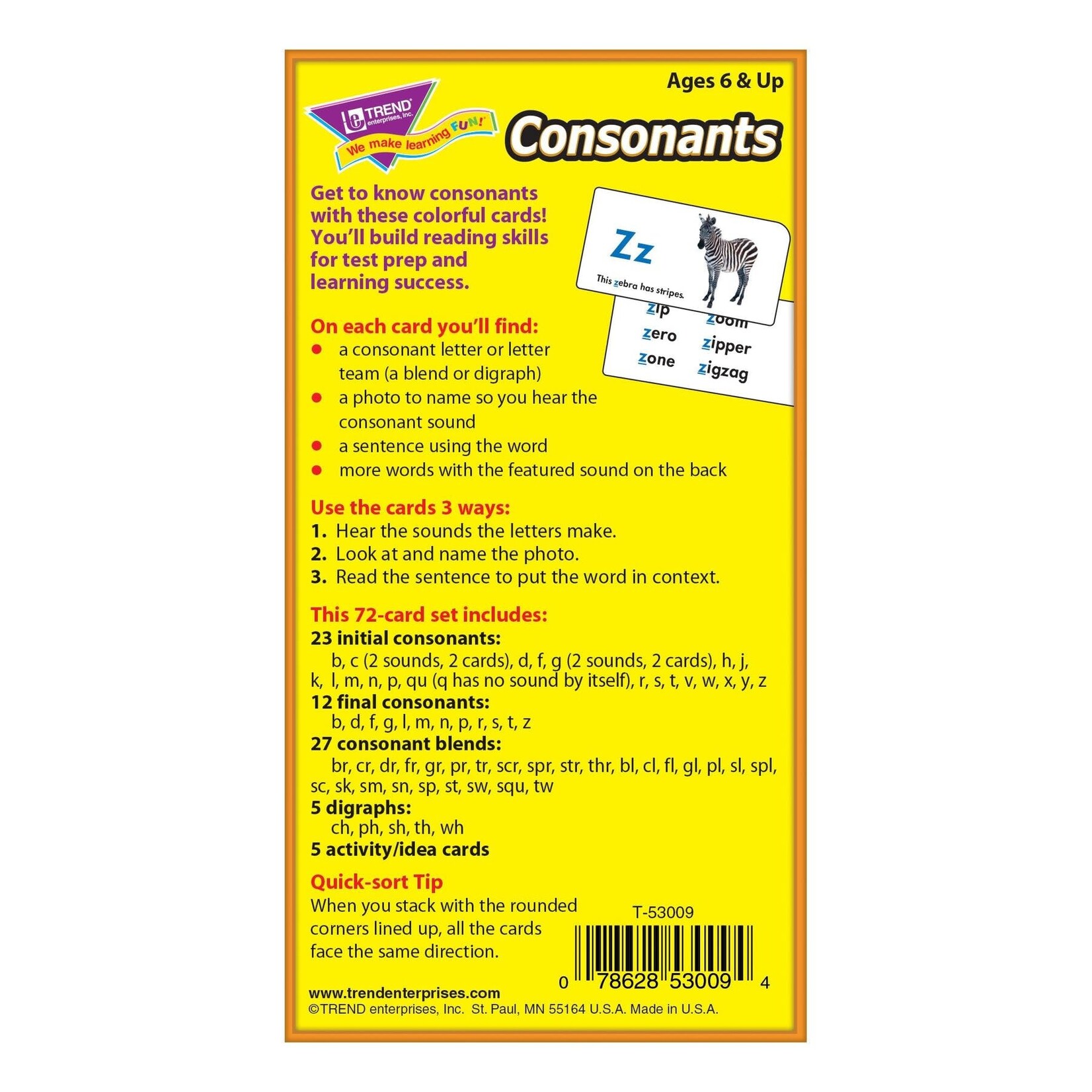 TREND ENTERPRISES INC Consonants Skill Drill Flash Cards
