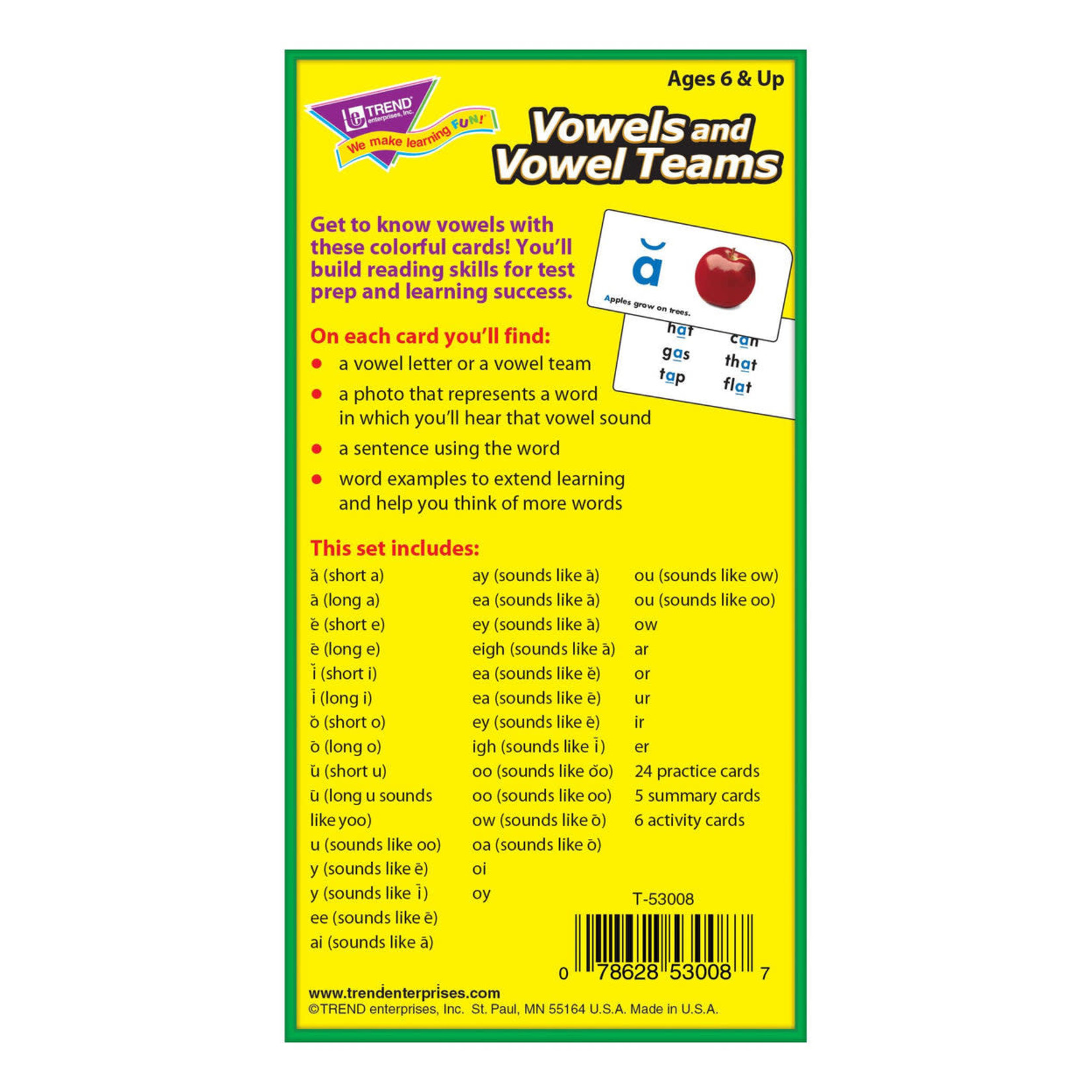 TREND ENTERPRISES INC Vowels and Vowel Teams Skill Drill Flash Cards