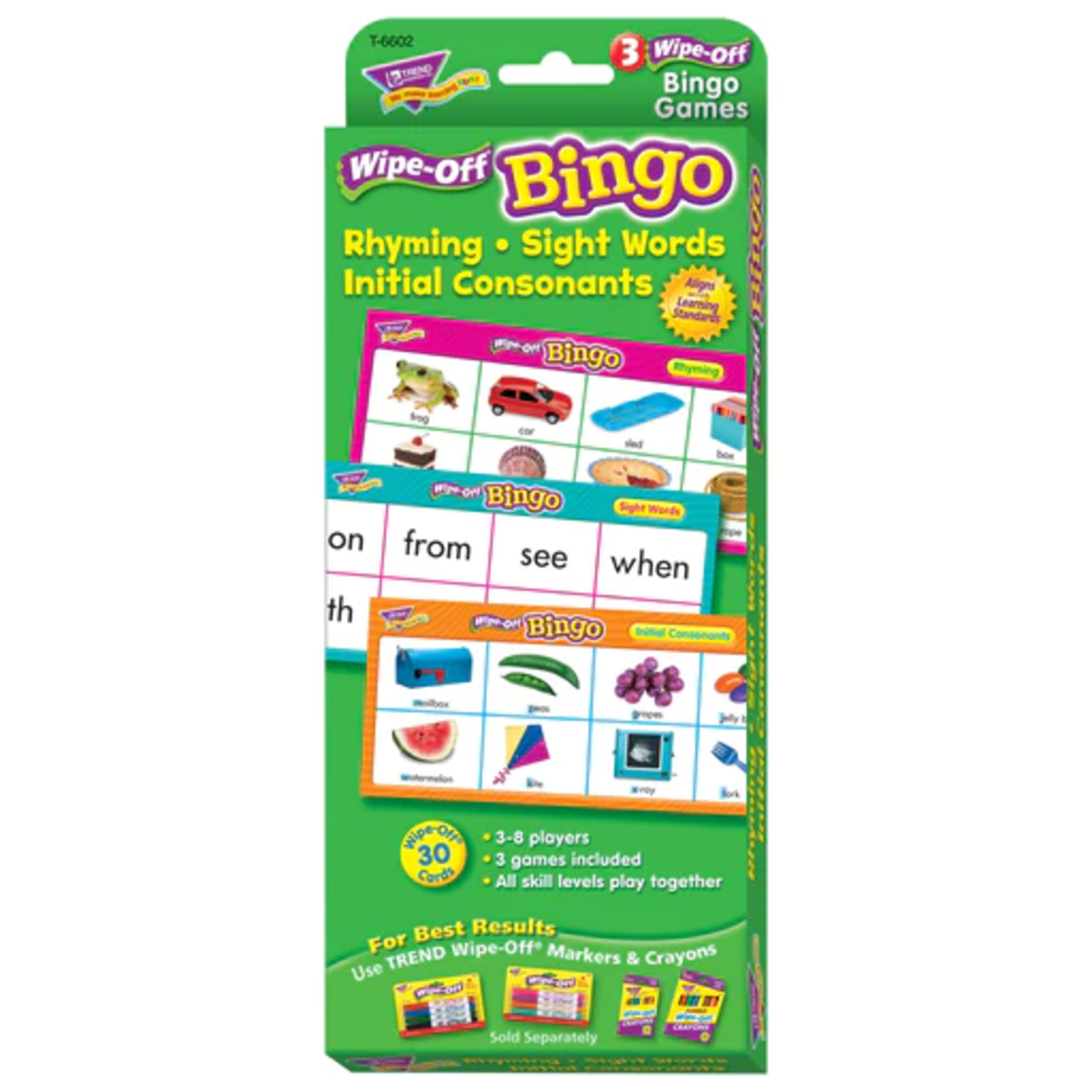 TREND ENTERPRISES INC Rhyming, Sight Words, Initial Consonants Wipe-Off® Bingo