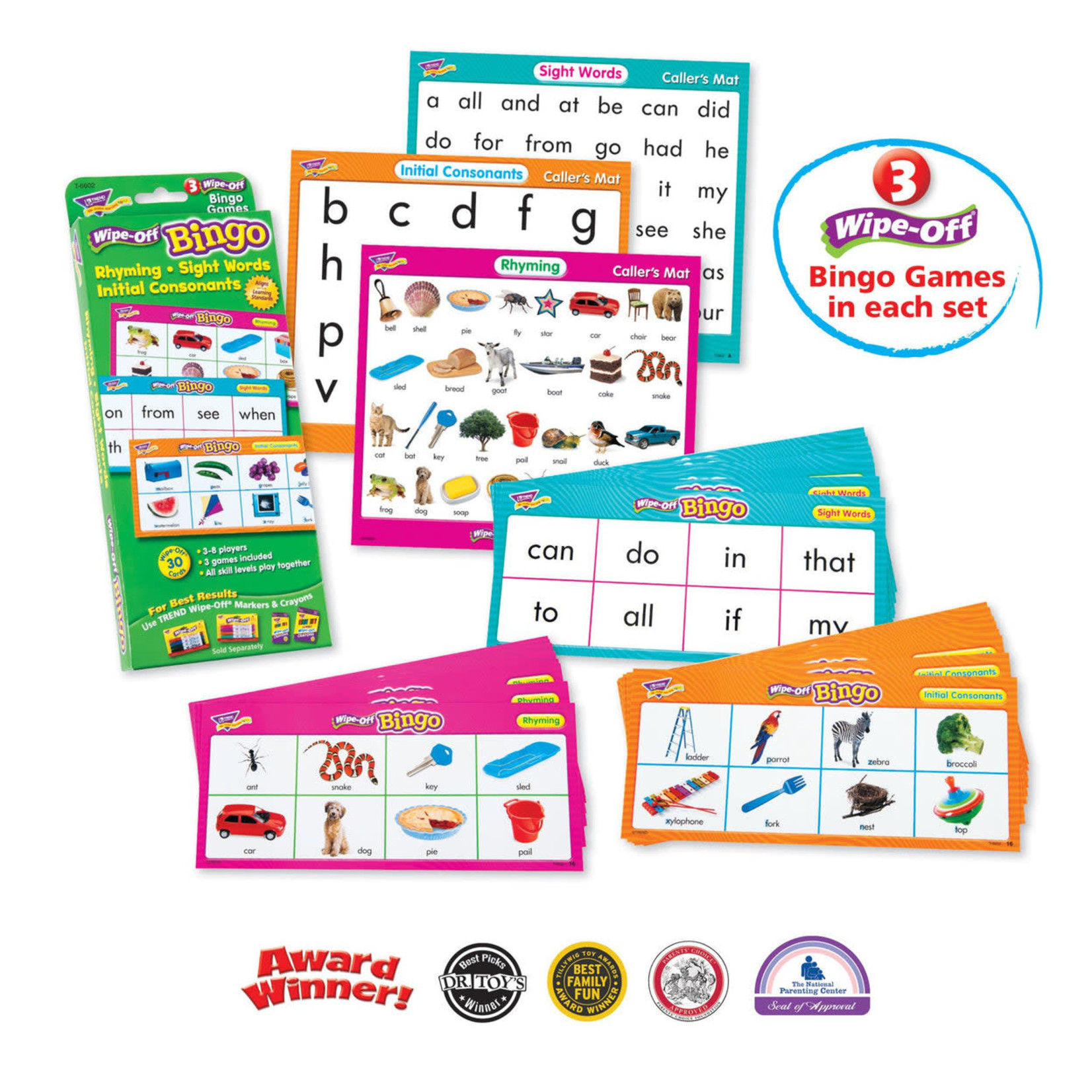 TREND ENTERPRISES INC Rhyming, Sight Words, Initial Consonants Wipe-Off® Bingo