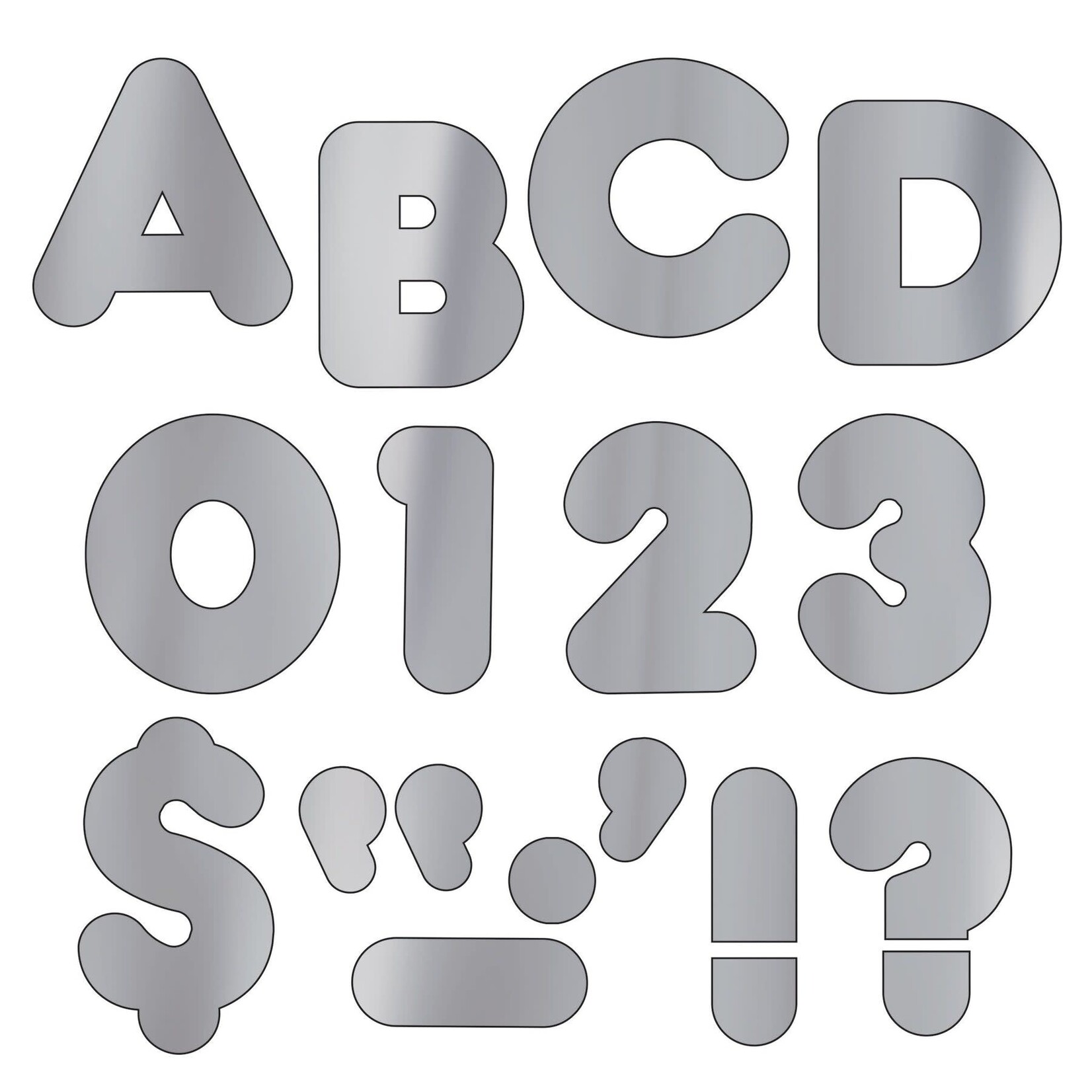 TREND ENTERPRISES INC Silver Metallic 4-Inch Casual Uppercase Ready Letters®