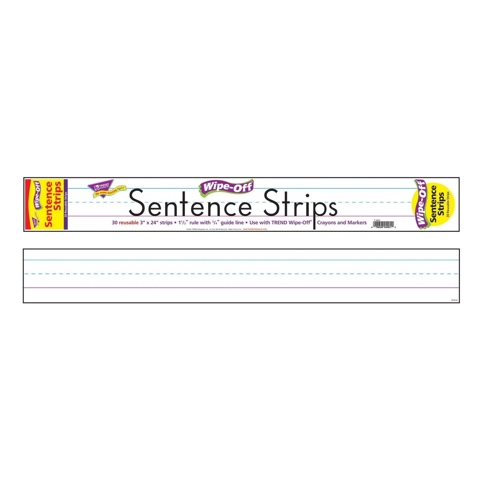 TREND ENTERPRISES INC 24-Inch White Wipe-Off® Sentence Strips