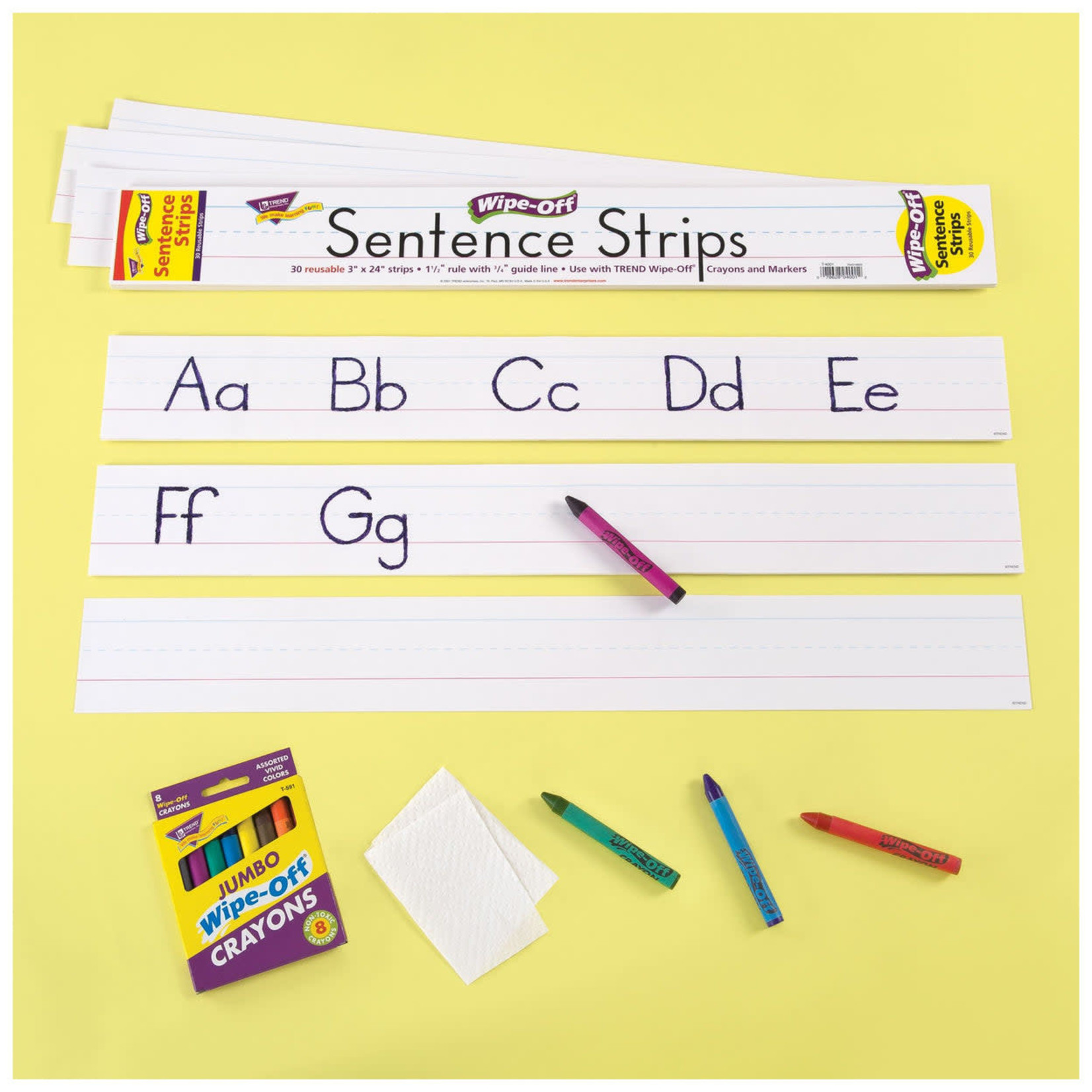 TREND ENTERPRISES INC 24-Inch White Wipe-Off® Sentence Strips