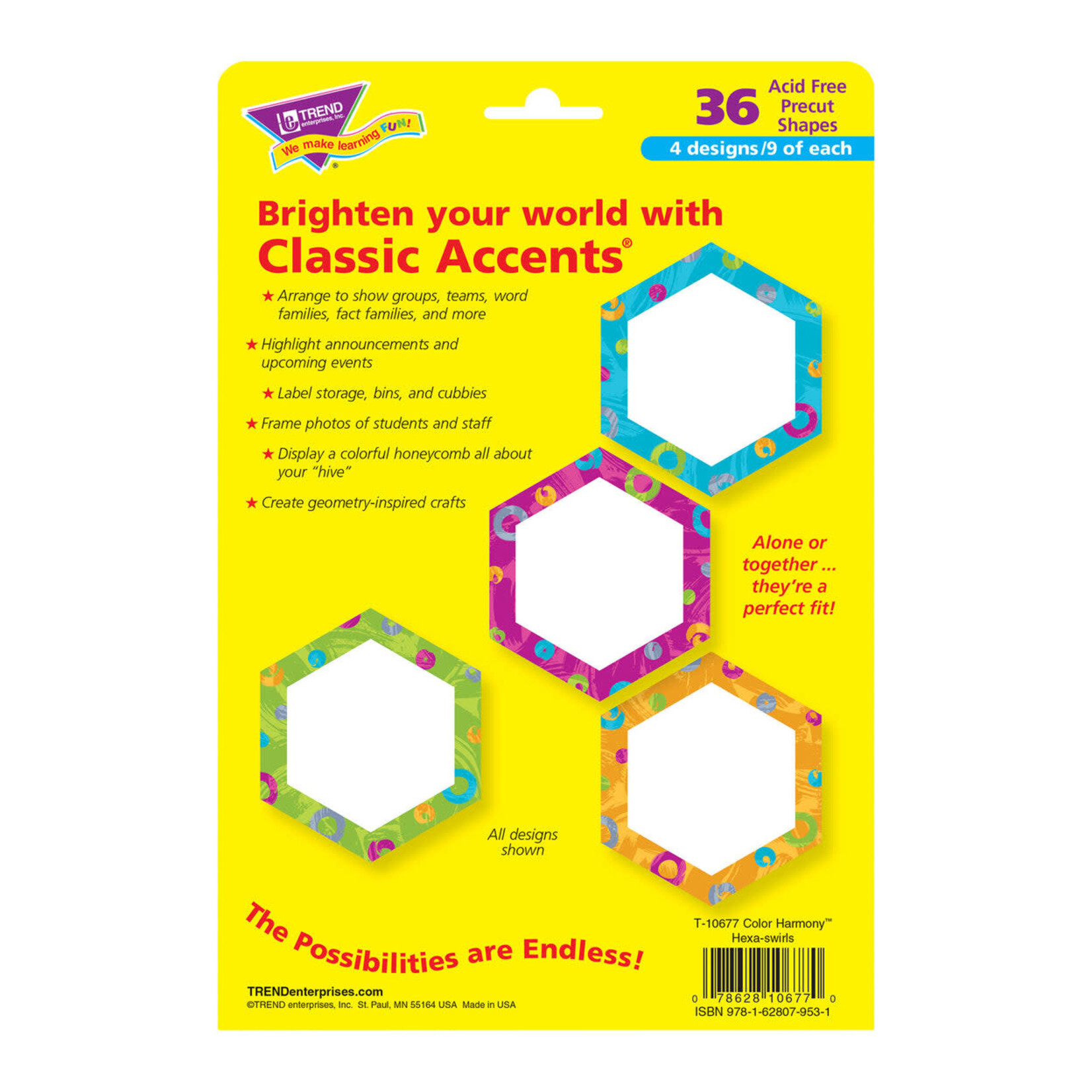 TREND ENTERPRISES INC Color Harmony™ Hexa-swirls Classic Accents® Variety Pack