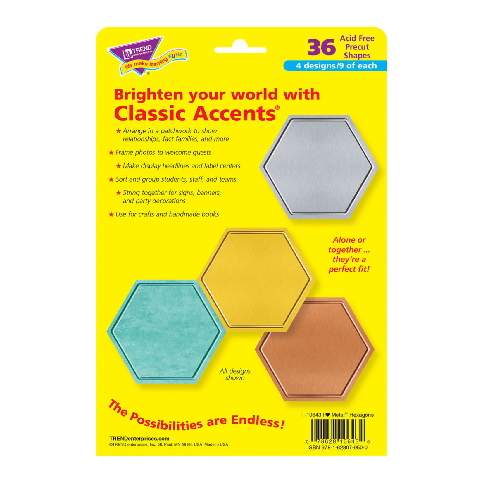 TREND ENTERPRISES INC I ♥ Metal™ Hexagons Classic Accents® Variety Pack