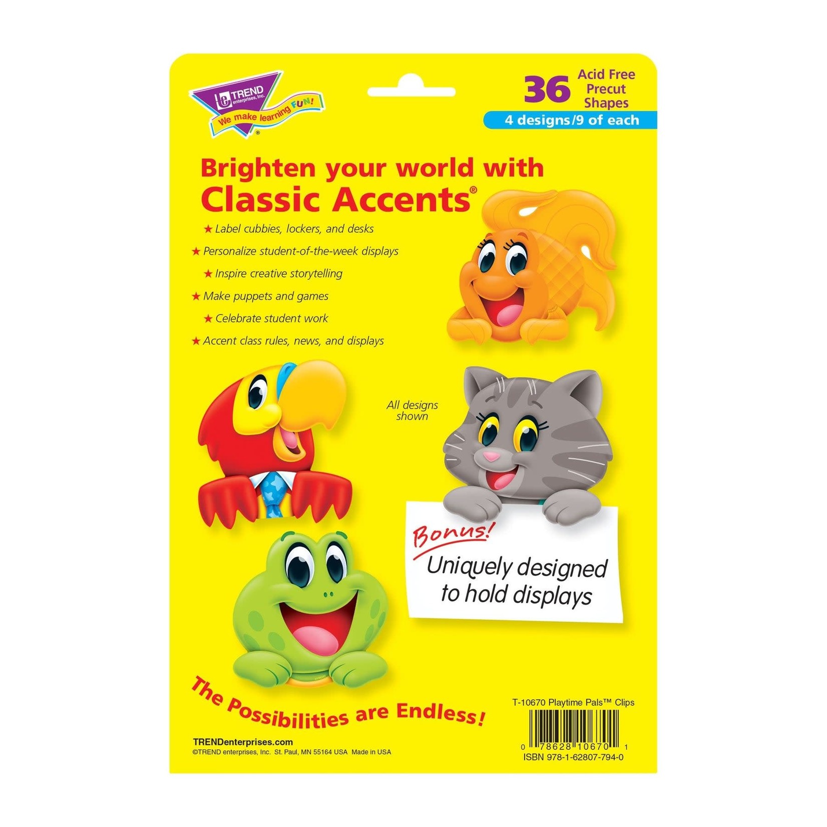 TREND ENTERPRISES INC Playtime Pals™ Clips Classic Accents® Variety Pack