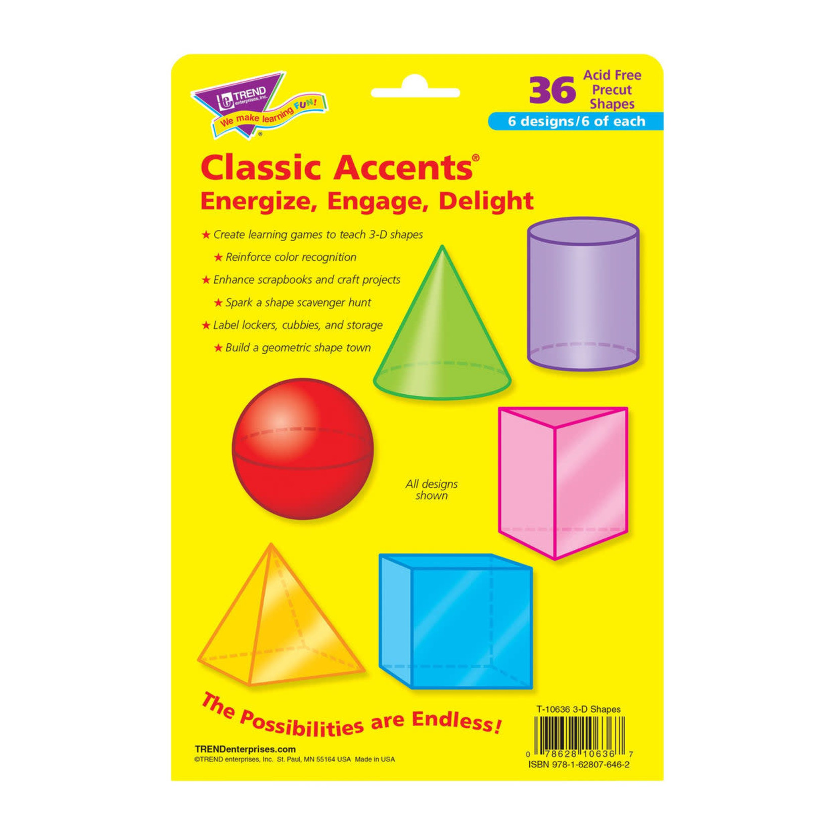 TREND ENTERPRISES INC 3-D Shapes Classic Accents® Variety Pack