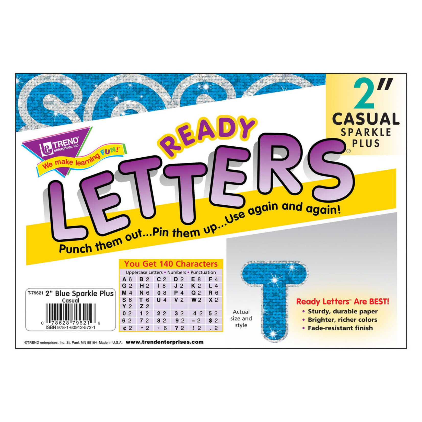 TREND ENTERPRISES INC Blue Sparkle Plus 2-Inch Casual Uppercase Ready Letters®