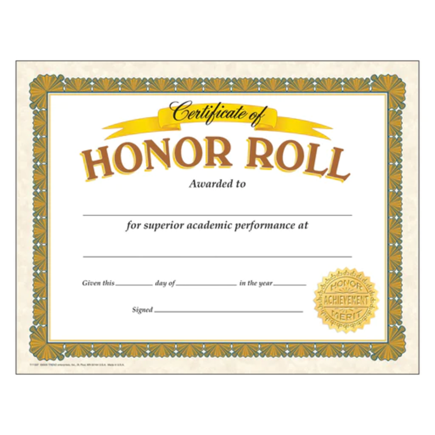 TREND ENTERPRISES INC Honor Roll Classic Certificates