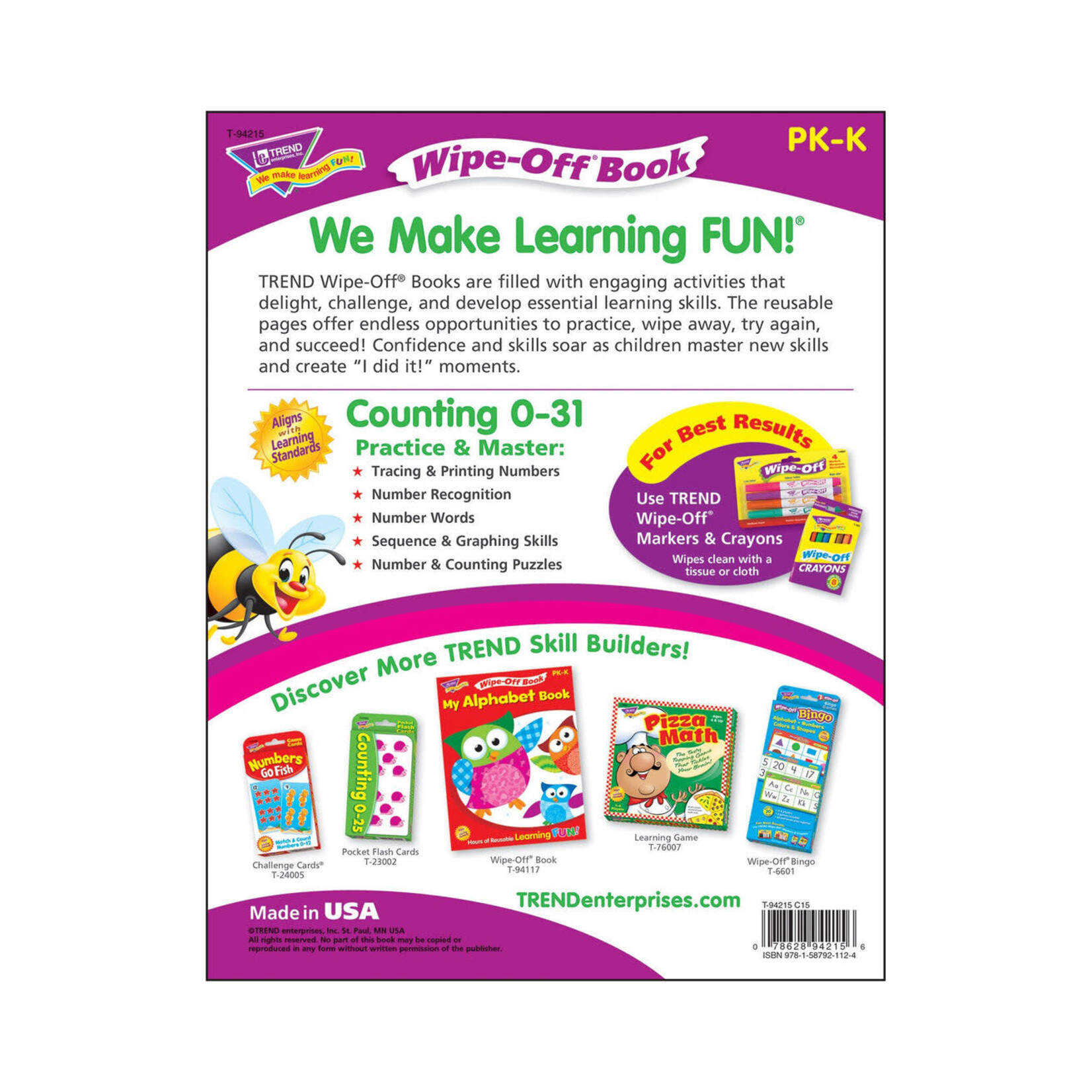 TREND ENTERPRISES INC Counting 0-31 Wipe-Off® Book