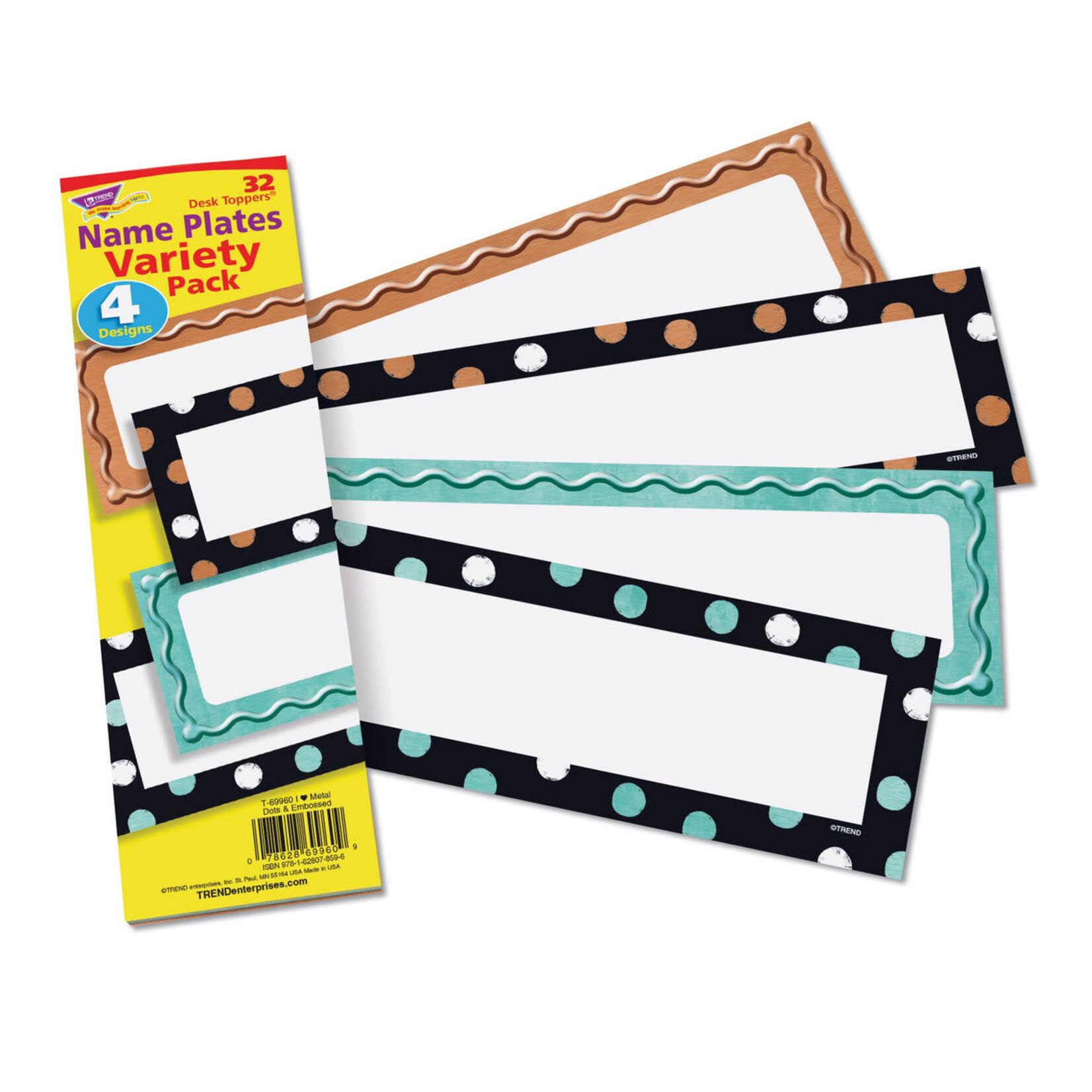 TREND ENTERPRISES INC I ♥ Metal™ Dots & Embossed Desk Toppers® Name Plates Variety Pack