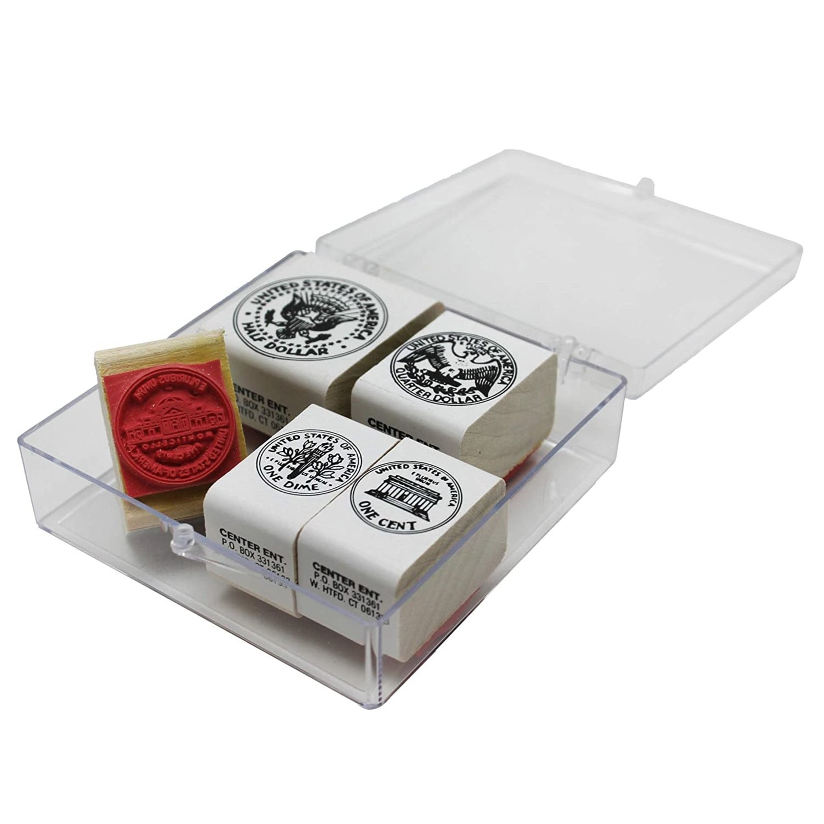 Ready 2 Learn Coin Stamps - Tails - Set of 5 - Wooden Stamps for Currency