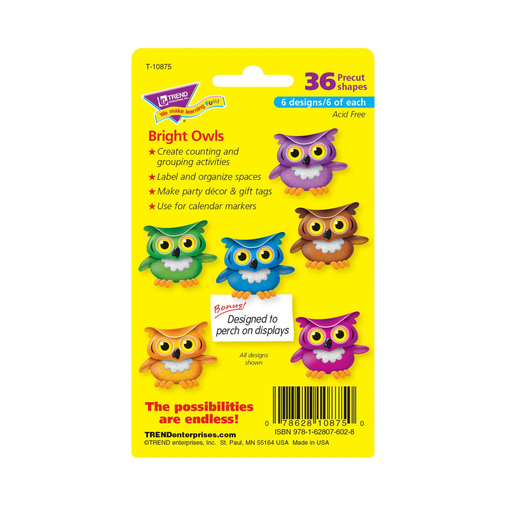 TREND ENTERPRISES INC Bright Owls Mini Accents Variety Pack