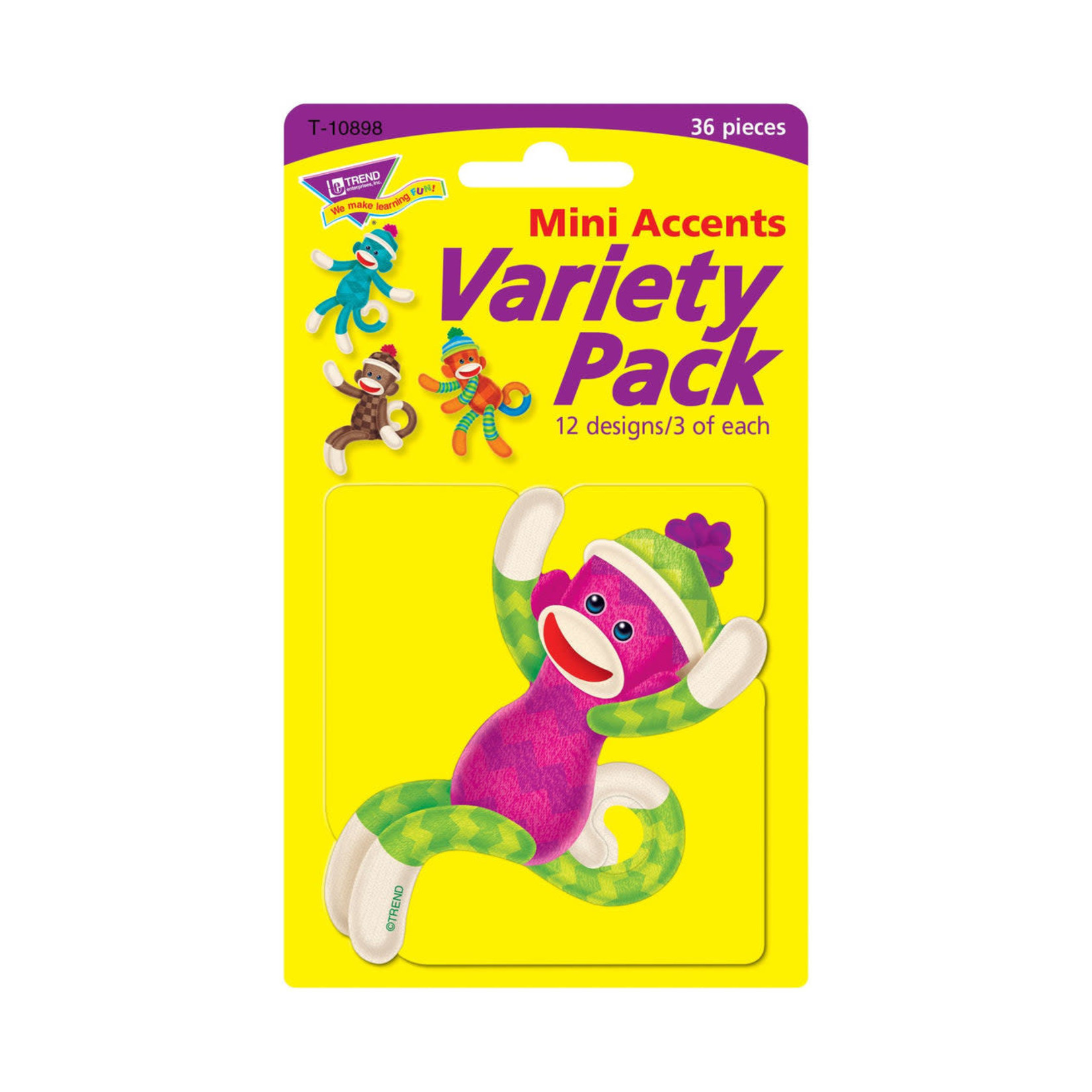 TREND ENTERPRISES INC Sock Monkeys Patterns Mini Accents Variety Pack