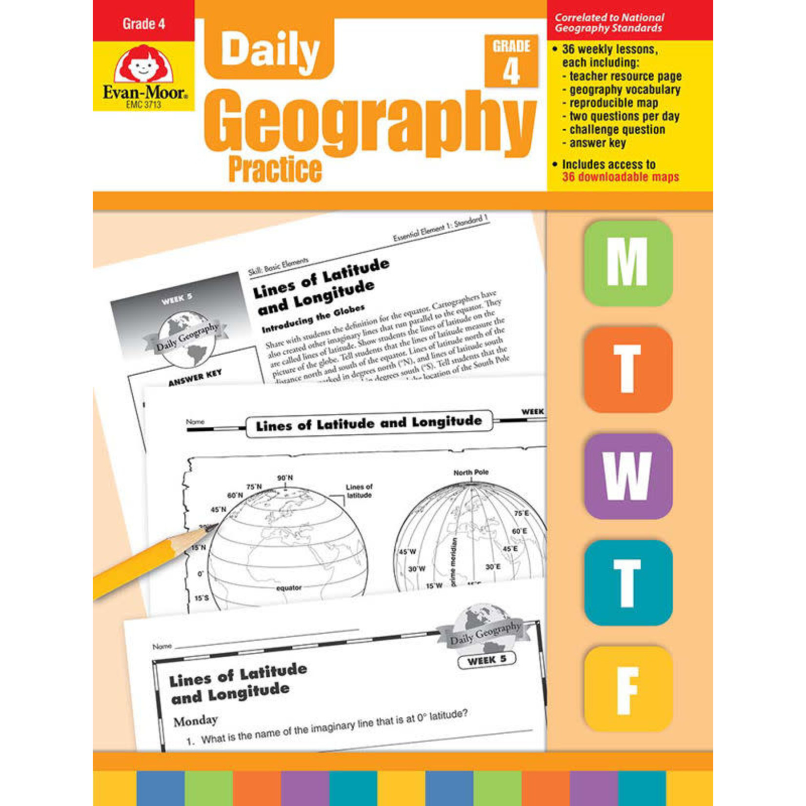 CARSON DELLOSA PUBLISHING CO Daily Geography Practice, Grade 4 - Teacher's Edition