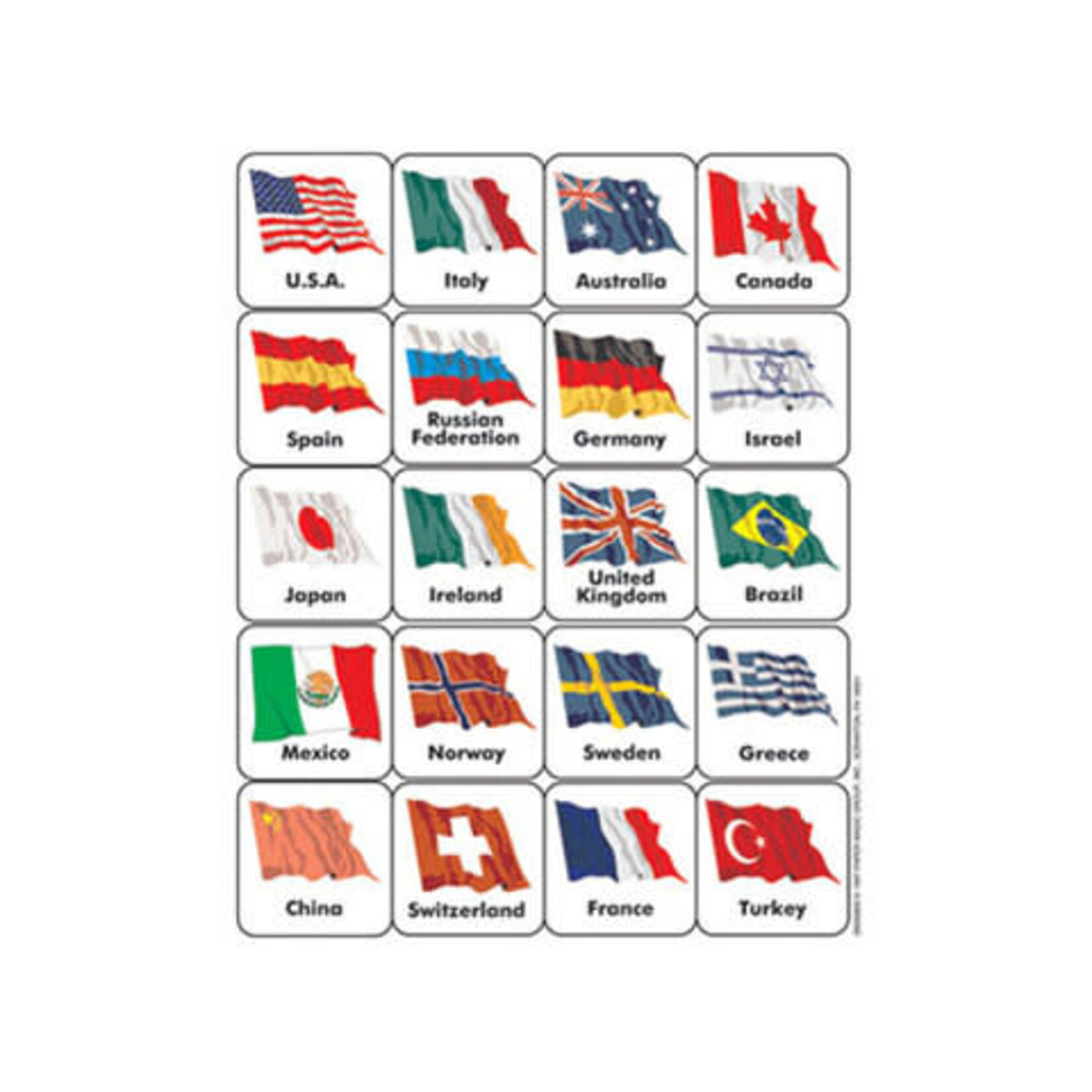 World Flags (20 countries) Theme Stickers