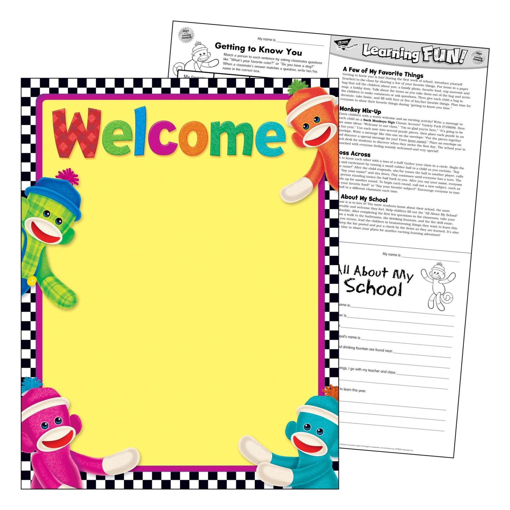TREND ENTERPRISES INC Welcome Sock Monkeys Learning Chart