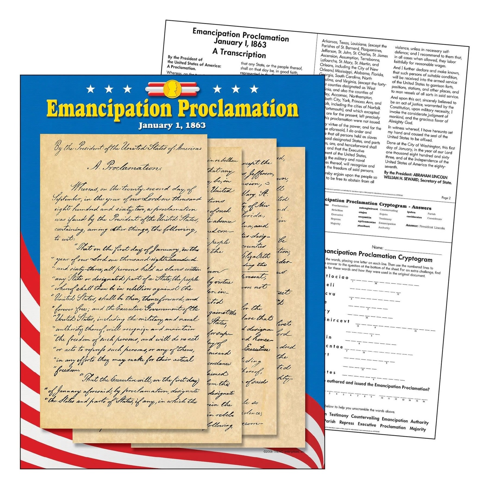 TREND ENTERPRISES INC Emancipation Proclamation Learning Chart