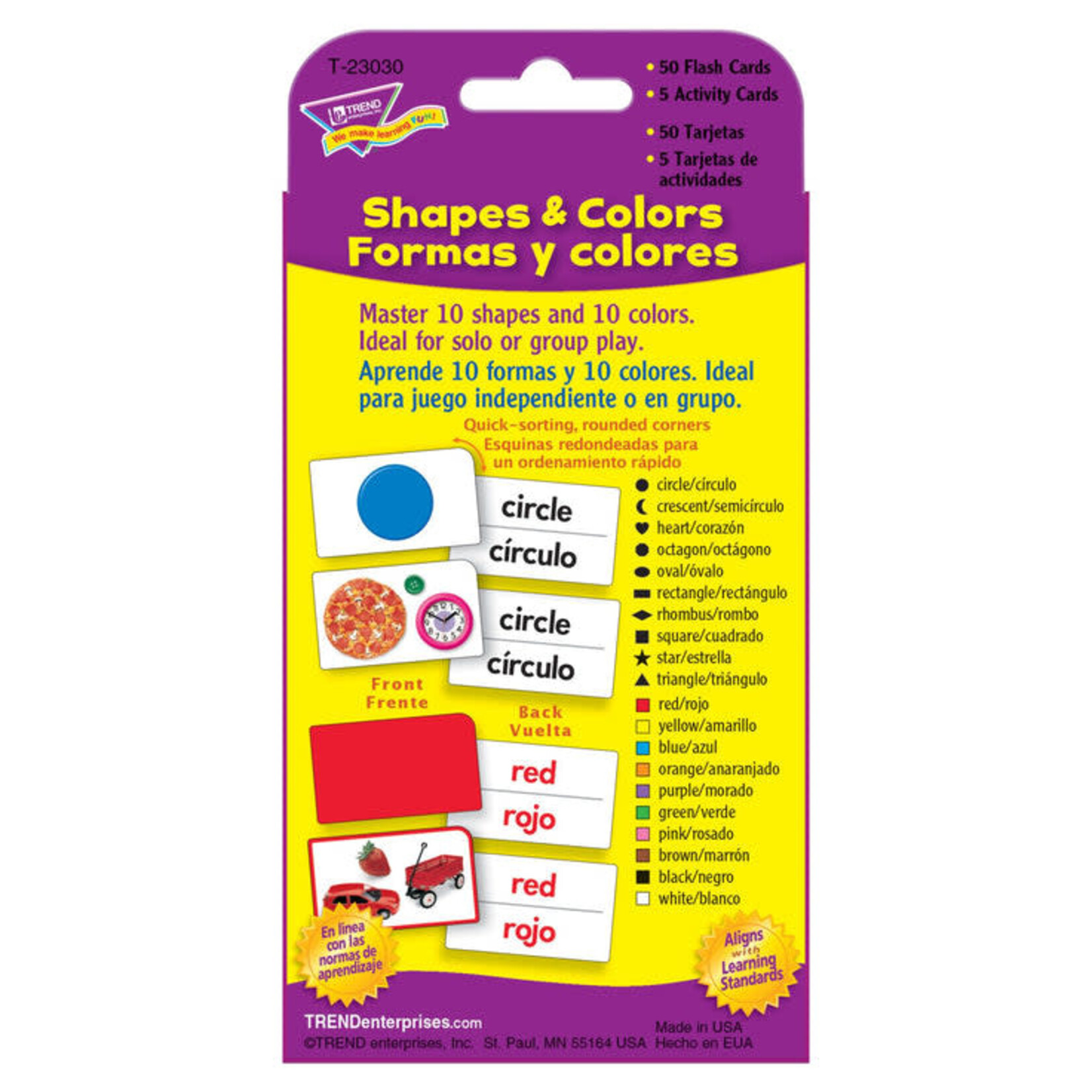 TREND ENTERPRISES INC Shapes & Colors/Formas y colores (English/Spanish) Pocket Flash Cards