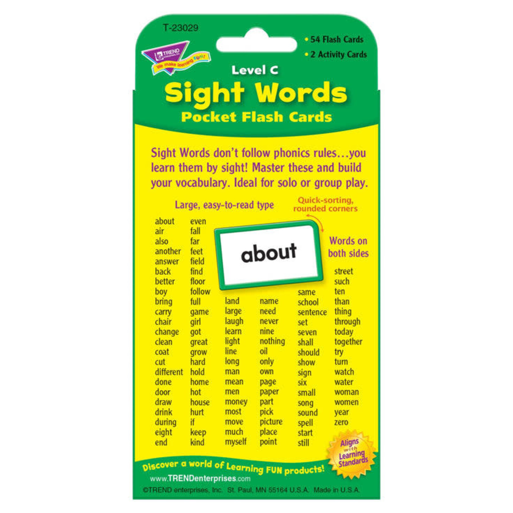 TREND ENTERPRISES INC Sight Words – Level C Pocket Flash Cards