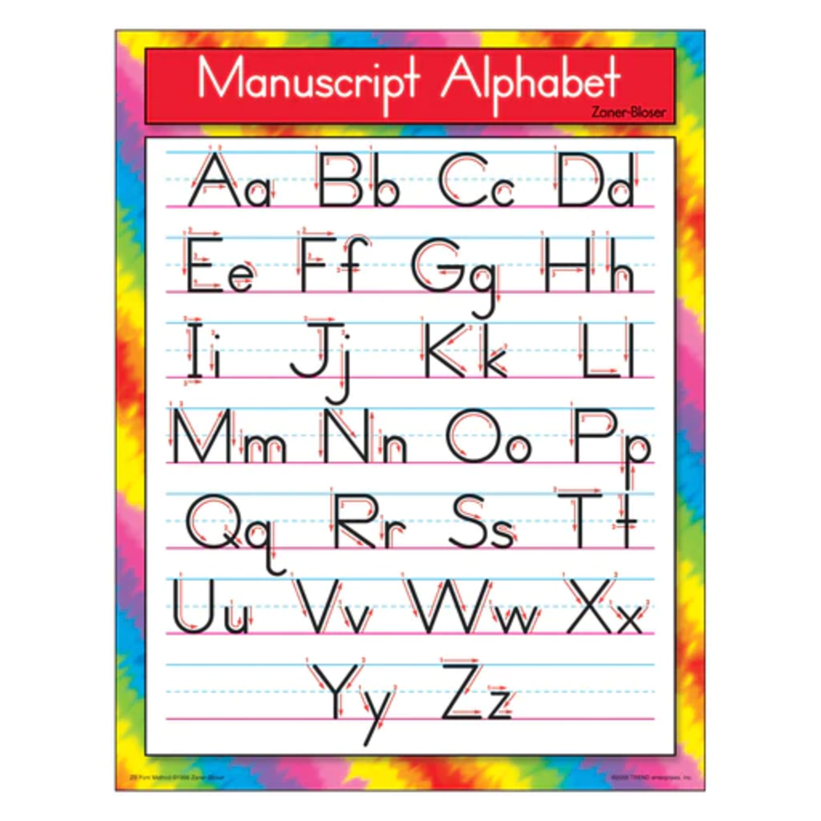 TREND ENTERPRISES INC Manuscript Alphabet Zaner-Bloser Learning Chart
