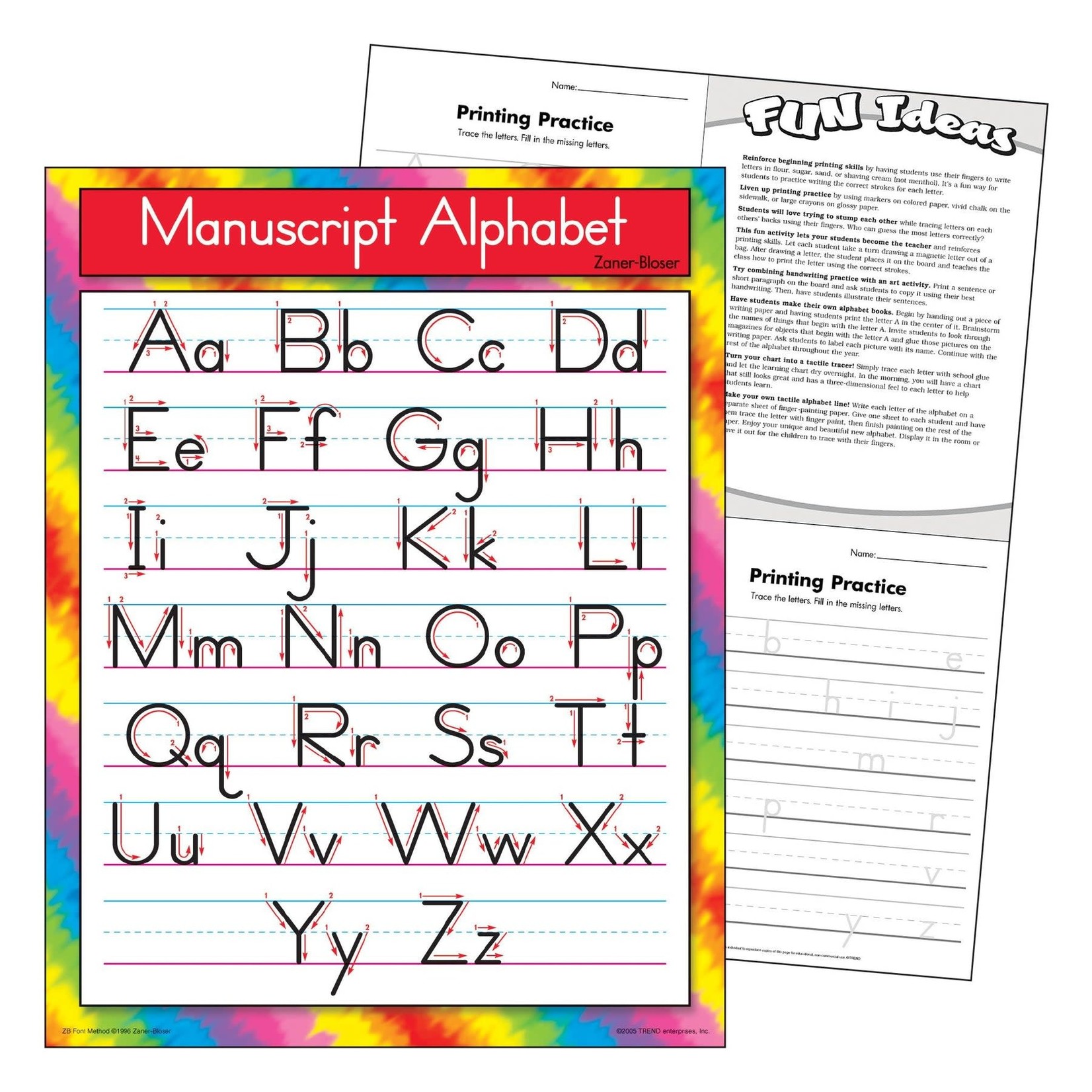 TREND ENTERPRISES INC Manuscript Alphabet Zaner-Bloser Learning Chart