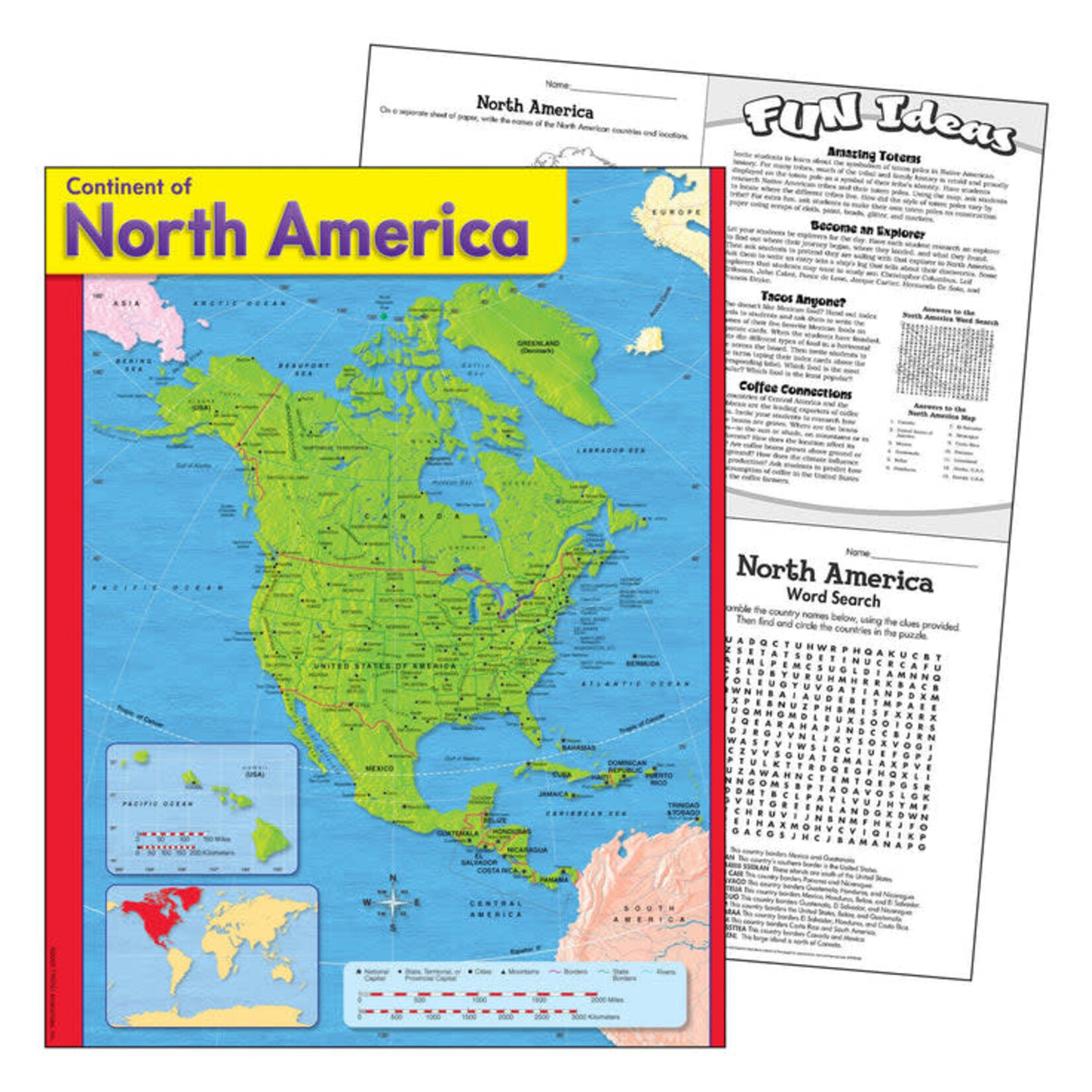 TREND ENTERPRISES INC Continent of North America Learning Chart