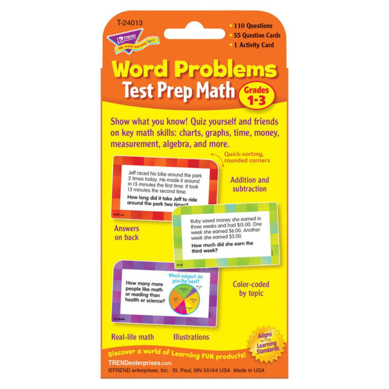 TREND ENTERPRISES INC Word Problems Test Prep Math, Grades 1-3 Challenge Cards®