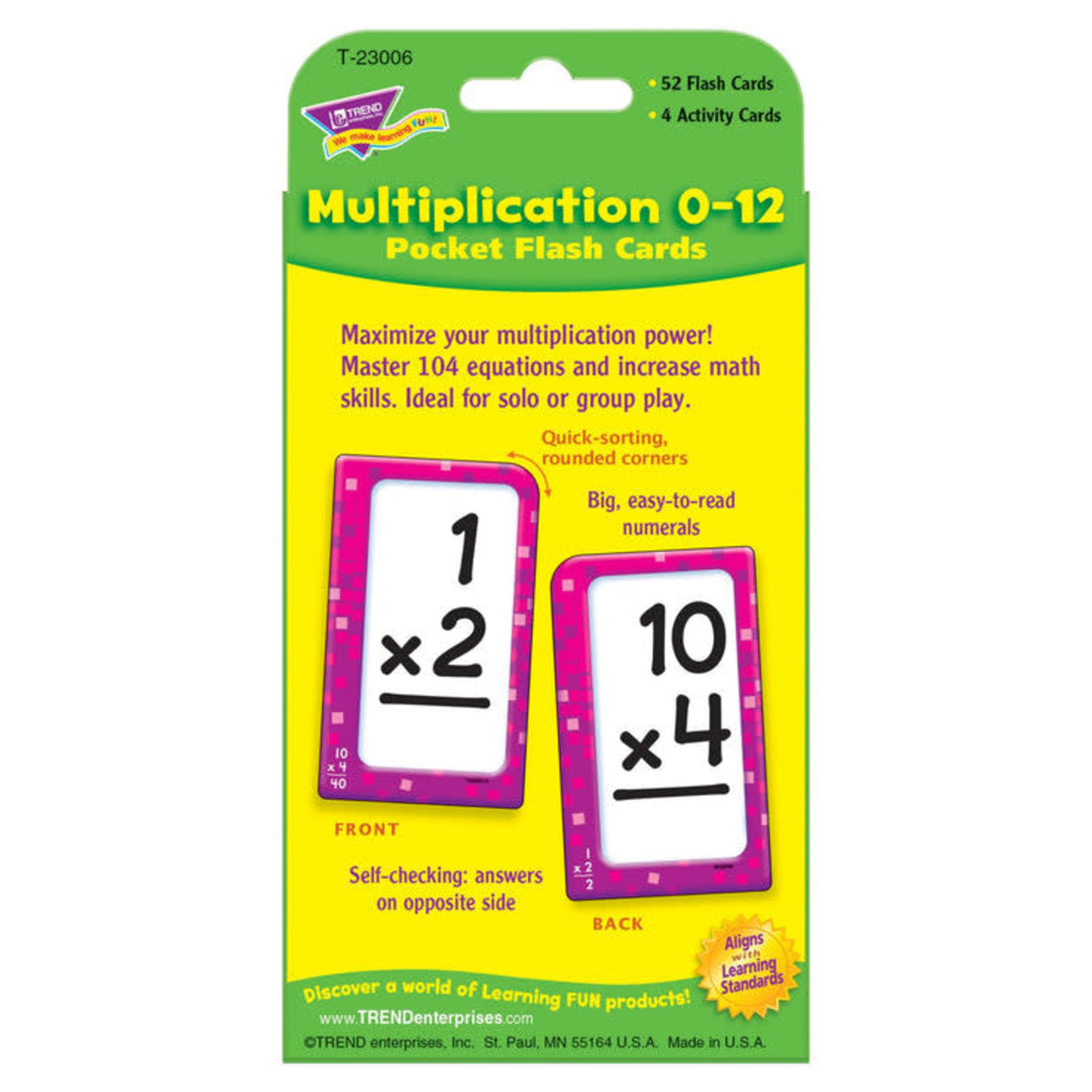 TREND ENTERPRISES INC Multiplication 0-12 Pocket Flash Cards