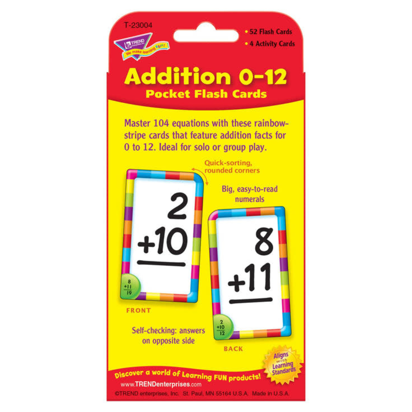 TREND ENTERPRISES INC Addition 0-12 Pocket Flash Cards