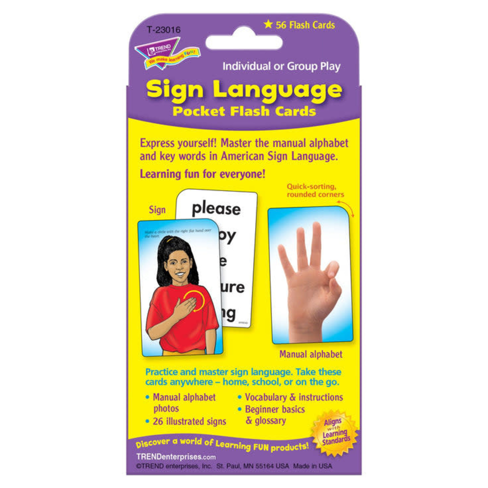 TREND ENTERPRISES INC Sign Language Pocket Flash Cards