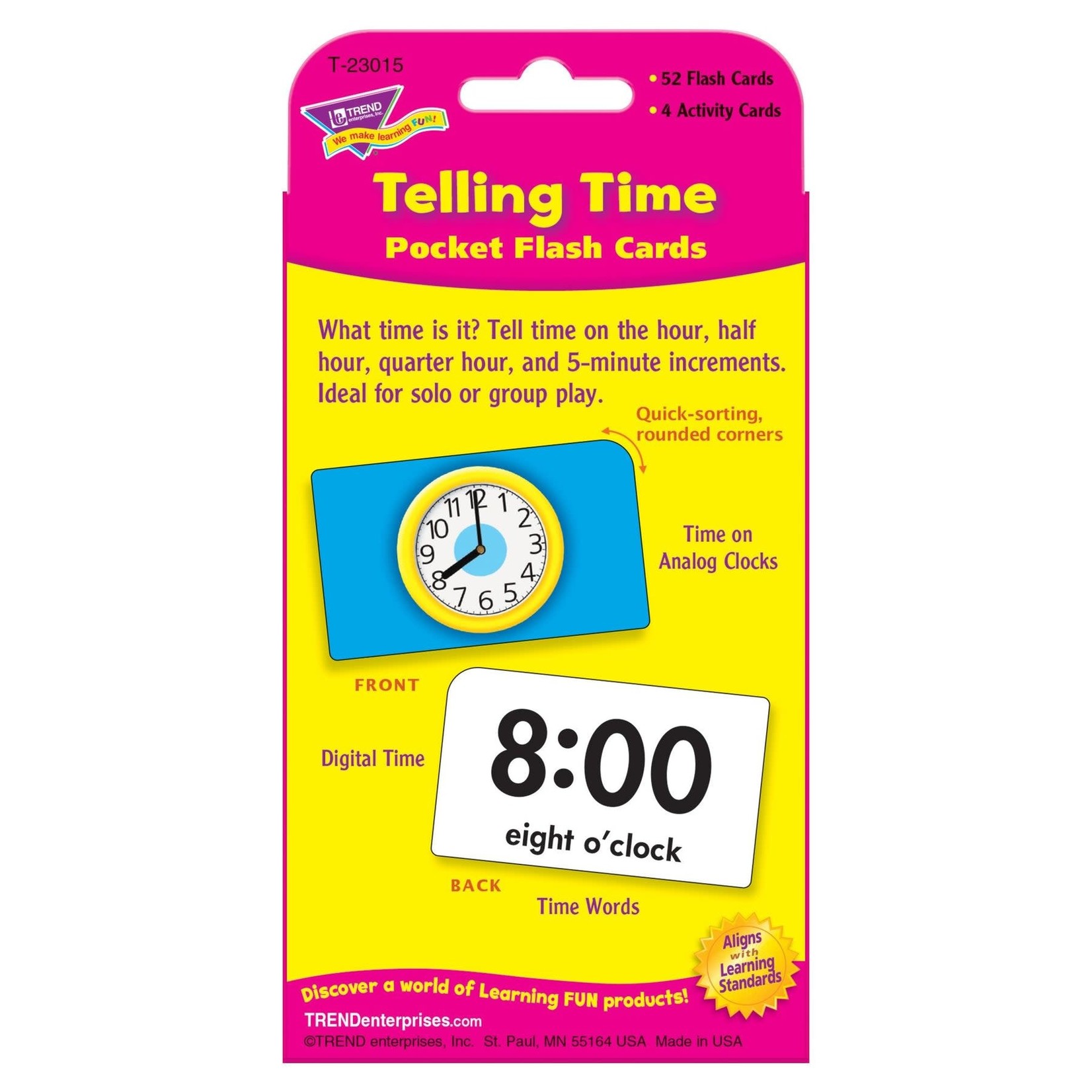 TREND ENTERPRISES INC Telling Time Pocket Flash Cards