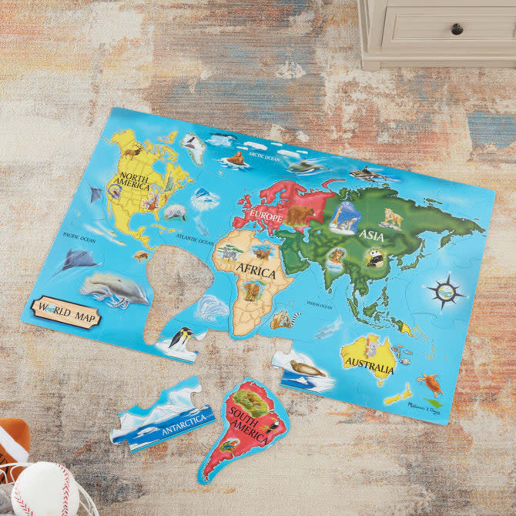 World Map Floor Puzzle - 33 Pieces