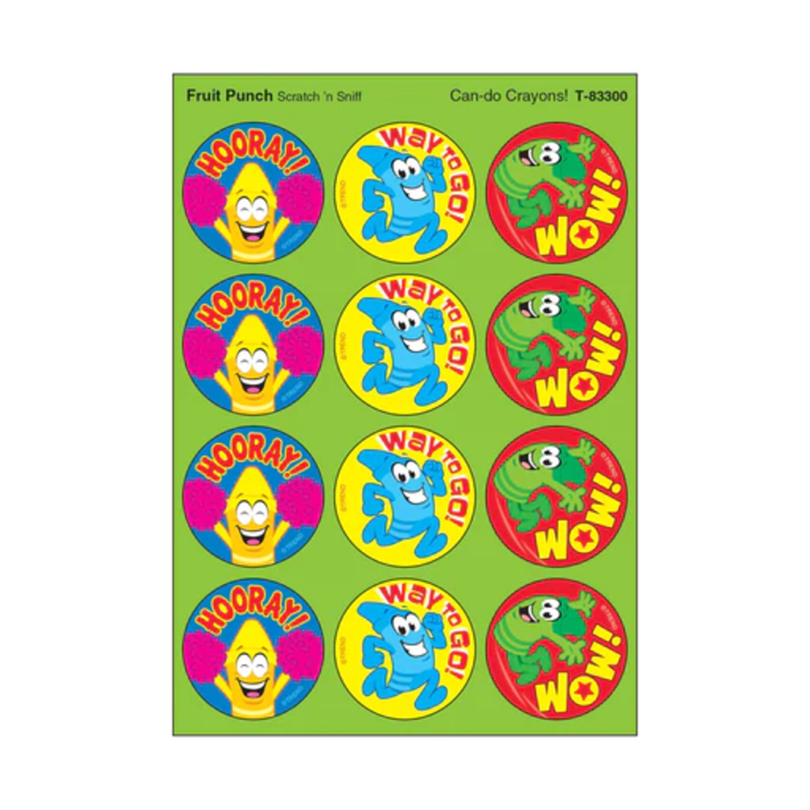 TREND ENTERPRISES INC Can-do Crayons!, Fruit Punch scent Scratch 'n Sniff Stinky Stickers® – Large Round