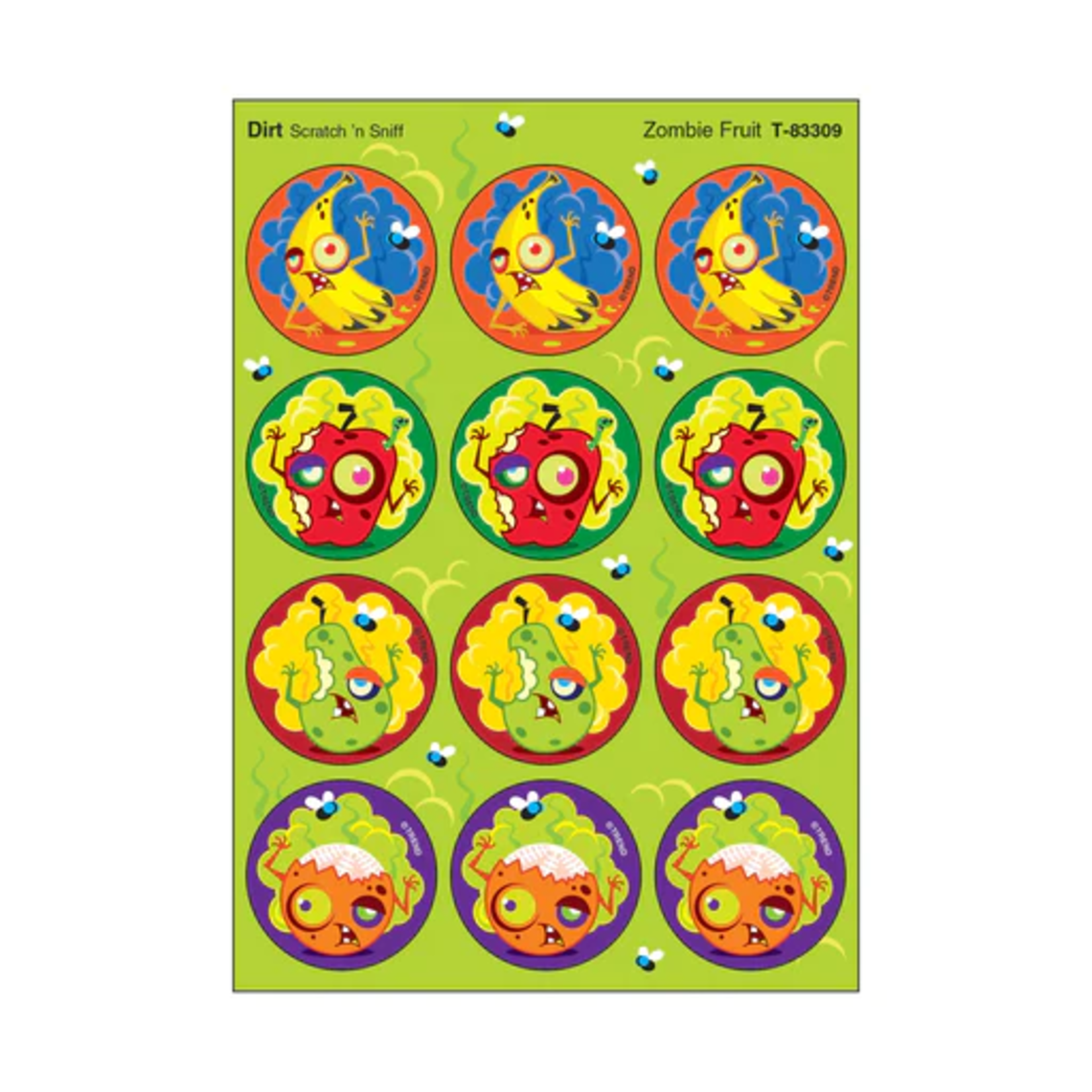 TREND ENTERPRISES INC Zombie Fruit, Dirt scent Scratch 'n Sniff Stinky Stickers® – Large Round