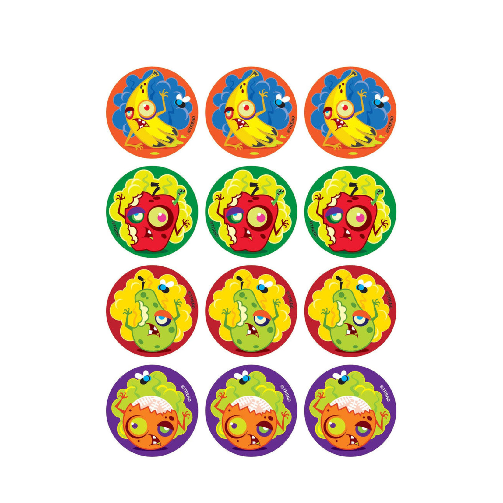 TREND ENTERPRISES INC Zombie Fruit, Dirt scent Scratch 'n Sniff Stinky Stickers® – Large Round