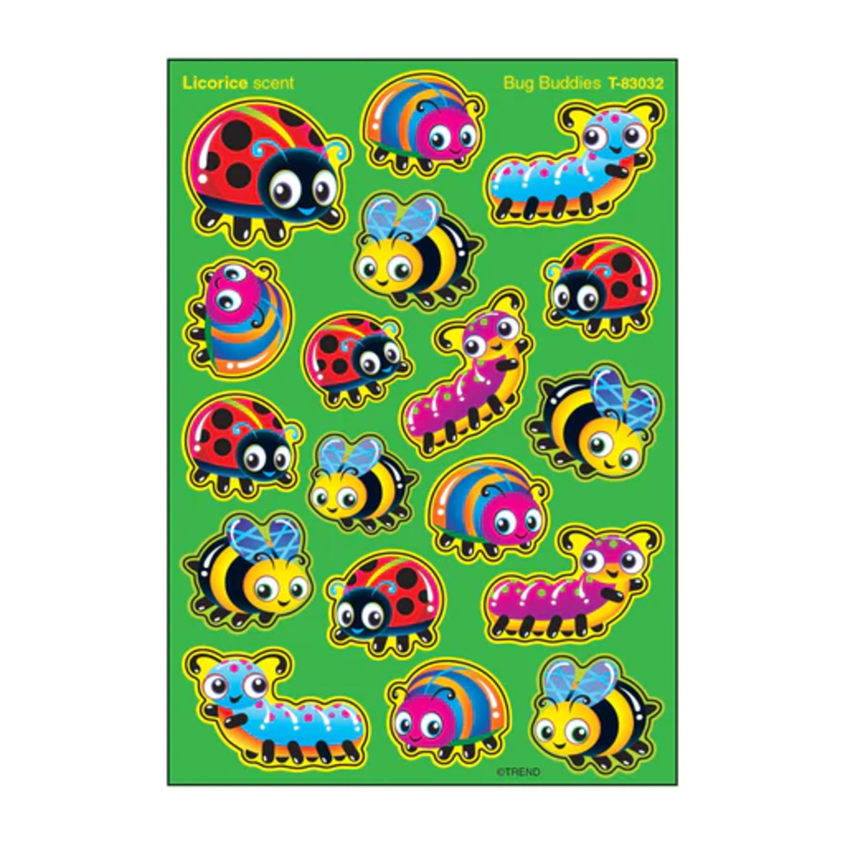 TREND ENTERPRISES INC Bug Buddies, Licorice scent Scratch 'n Sniff Stinky Stickers® – Mixed Shapes